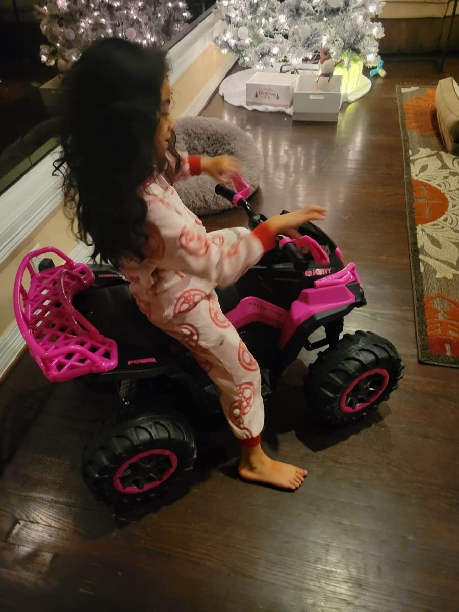 Soar Four Wheeler for Kids – Electric Kids ATV 4 Wheeler for Ages 3–8, 12V Ride On Quad with LED Lights, Music, High/Low Speed, USB/TF, Treaded Tires,Pink. customer photo 2