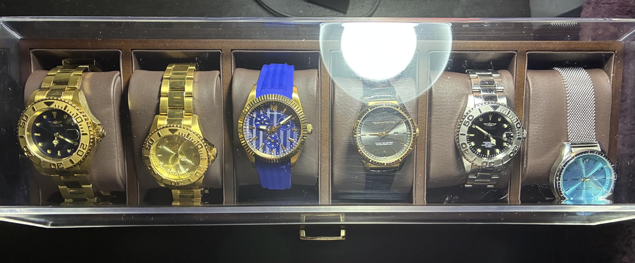 KAMIER High End Wooden Watch Box with 6 Slots & Glass Lid - 2-Layer Jewelry Organizer for Men - Watch Display Case, Ideal Business Gift for Watch Enthusiasts (with Gift Box), Walnut customer photo 1