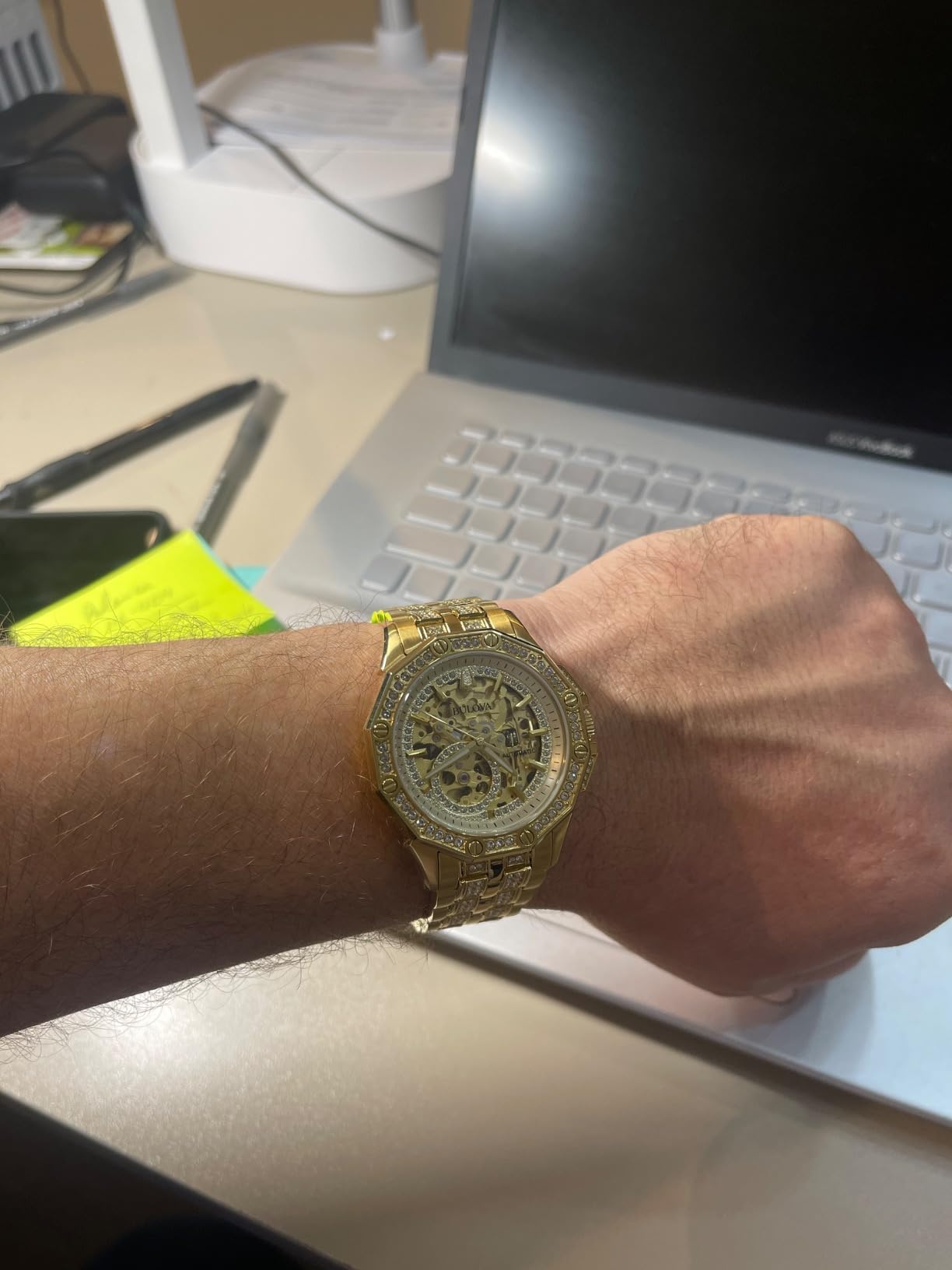 Bulova Octava Automatic Crystal Accent and Gold-Tone Bracelet Watch | 41.7mm | 98A292 customer photo 2