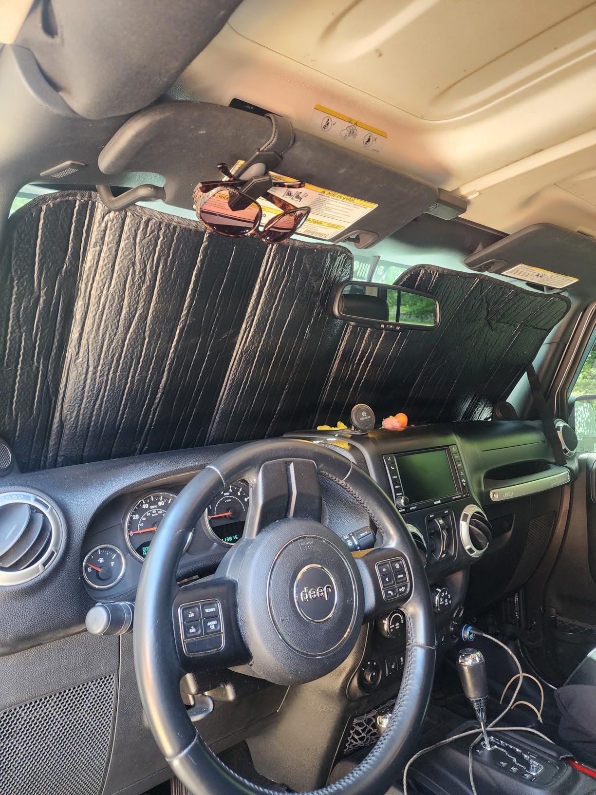 Litivy Windshield Sun Shade Compatible with Jeep Wrangler JK JKU JL JLU 1997-2023 & Jeep Gladiator JT 2020-2023 16.5