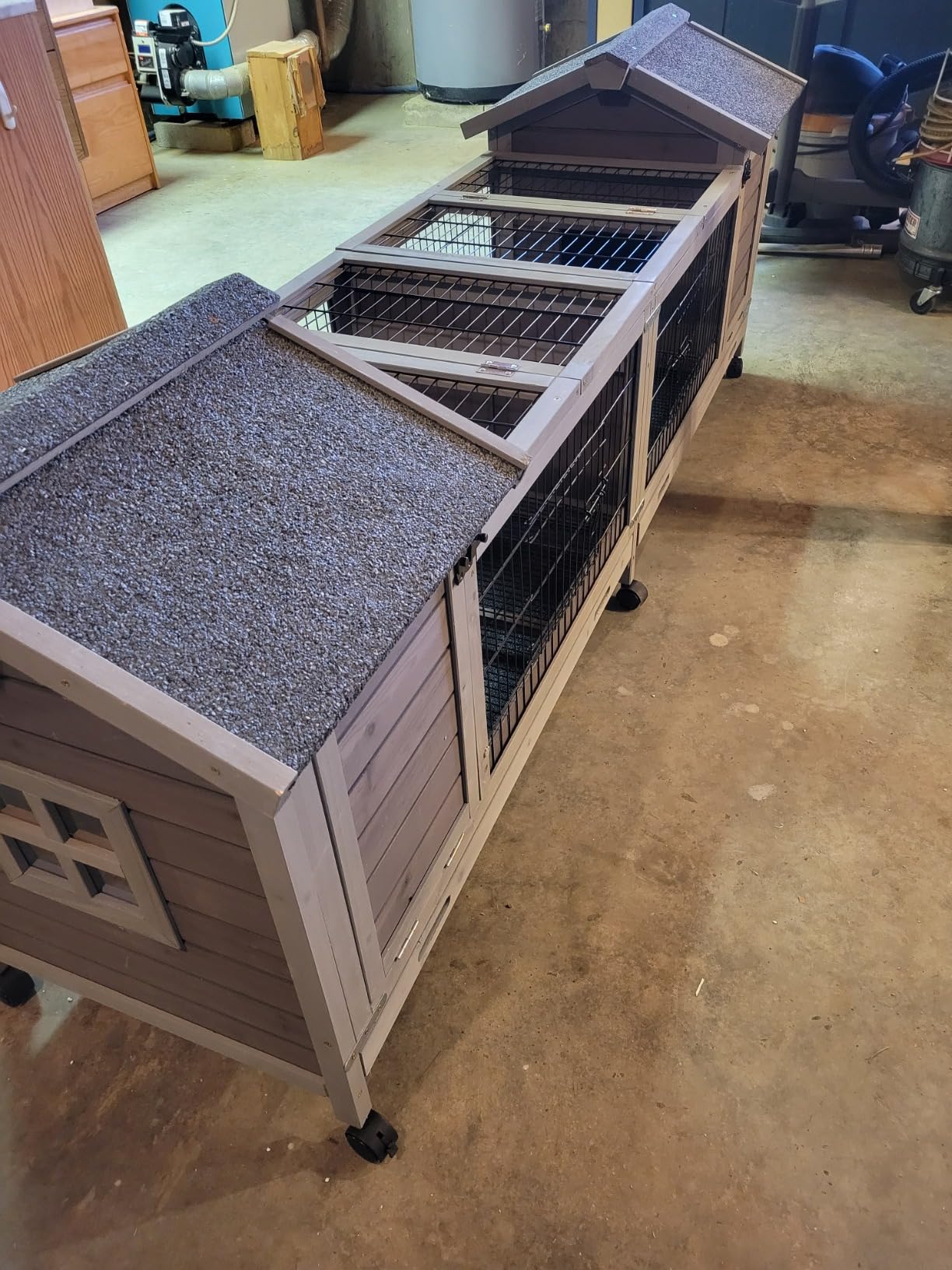 Aivituvin Rabbit Hutch Bunny Cage with Double House and Run Indoor Outdoor Guinea Pig House with Deeper No Leak Trays and Wheels customer photo 1