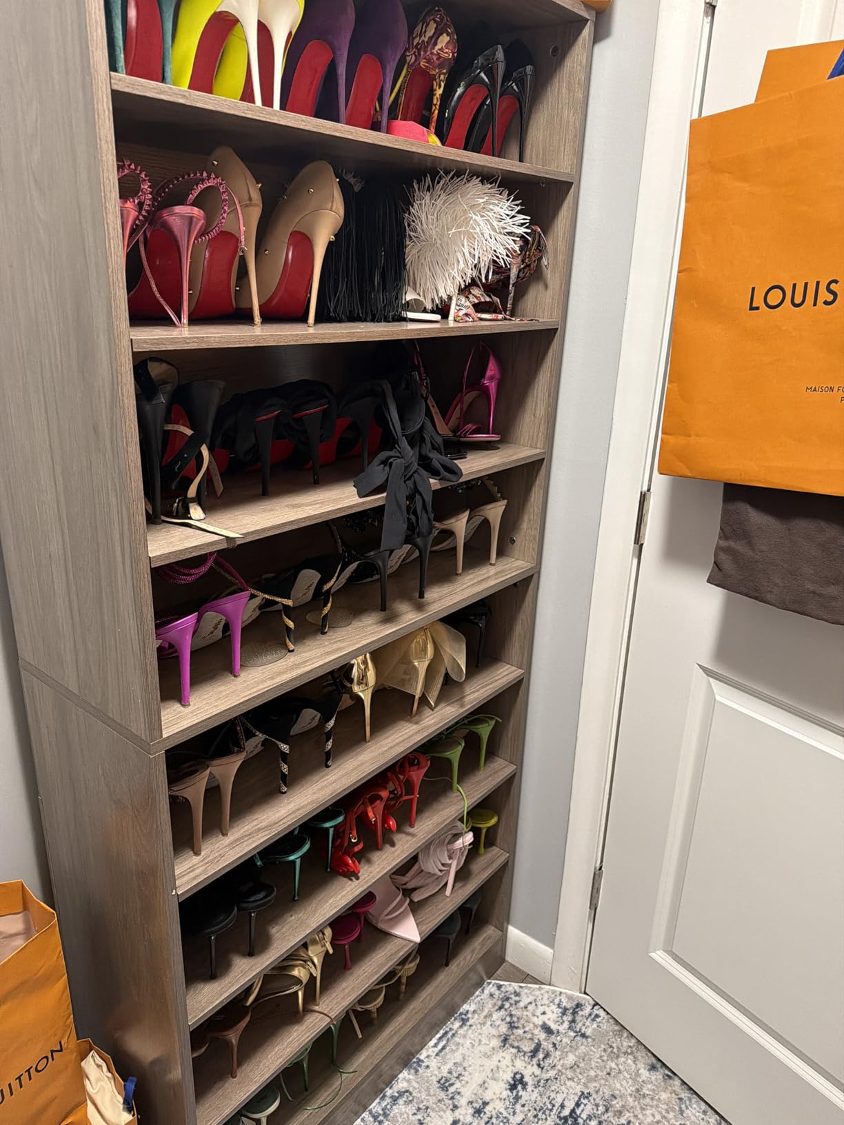 Tribesigns Shoe Cabinet, 9 Tiers 40-45 Pairs Heavy Duty Wood Freestanding Shoe Storage Cabinet, 70.8'' Tall Shoe Organizer with Open Storage for Entryway, White customer photo 2