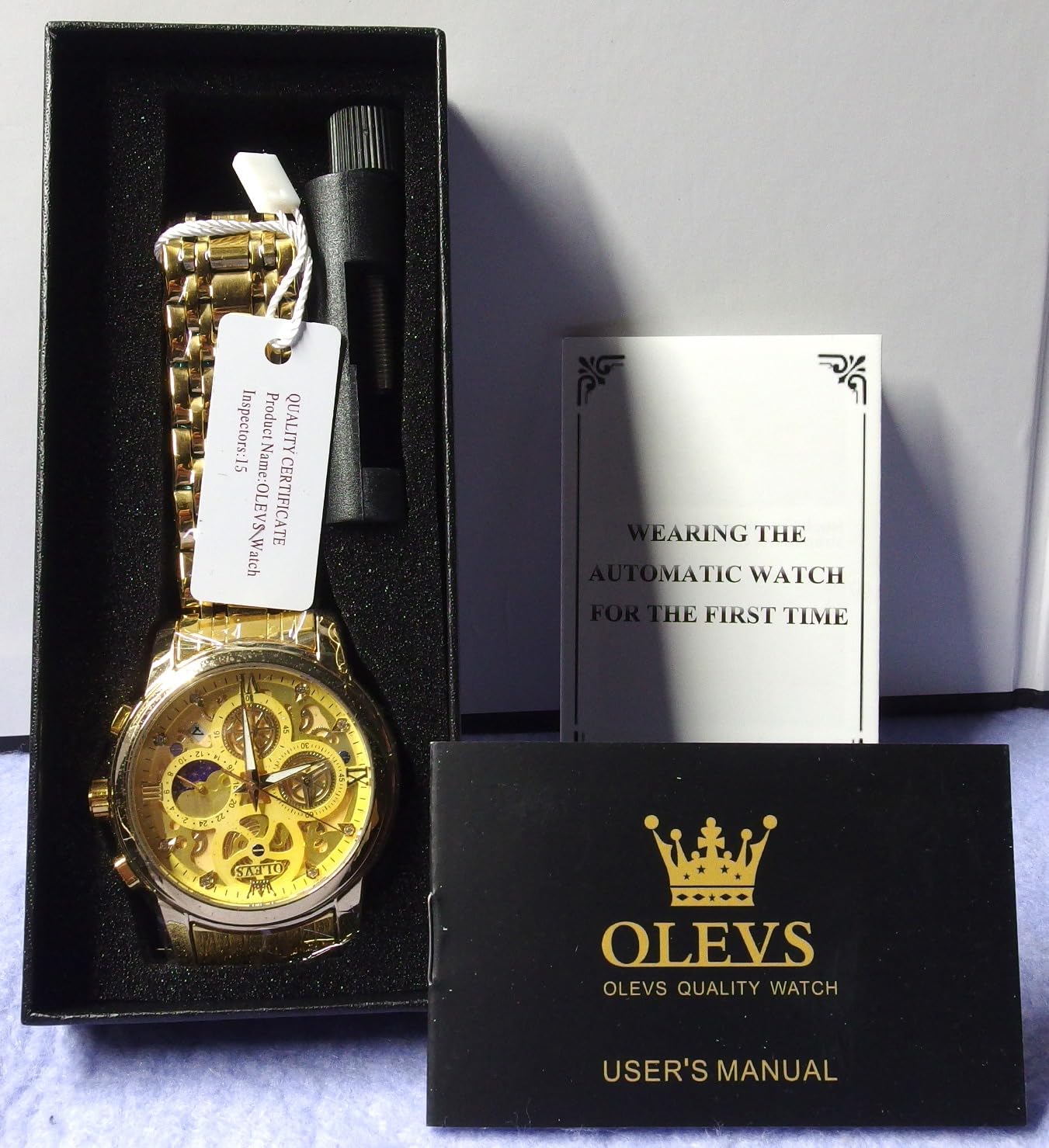 OLEVS Skeleton Watch for Men Stainless Steel Chronograph Watch for Men Classic Waterproof Mens Watches with Date Luxury Business Men's Analog Wrist Watches customer photo 2