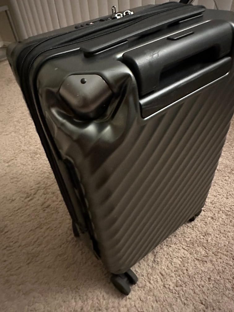 28 Inch Checked Luggage with Spinner Wheels, Charcoal Metallic customer photo 2
