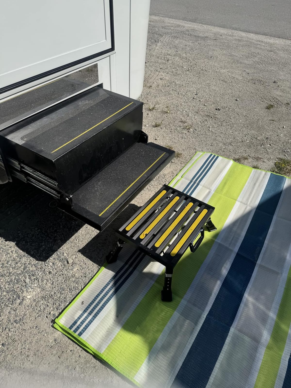 Aluminum RV Step Stool, 4-Level Adjustable Folding, Black customer photo 2