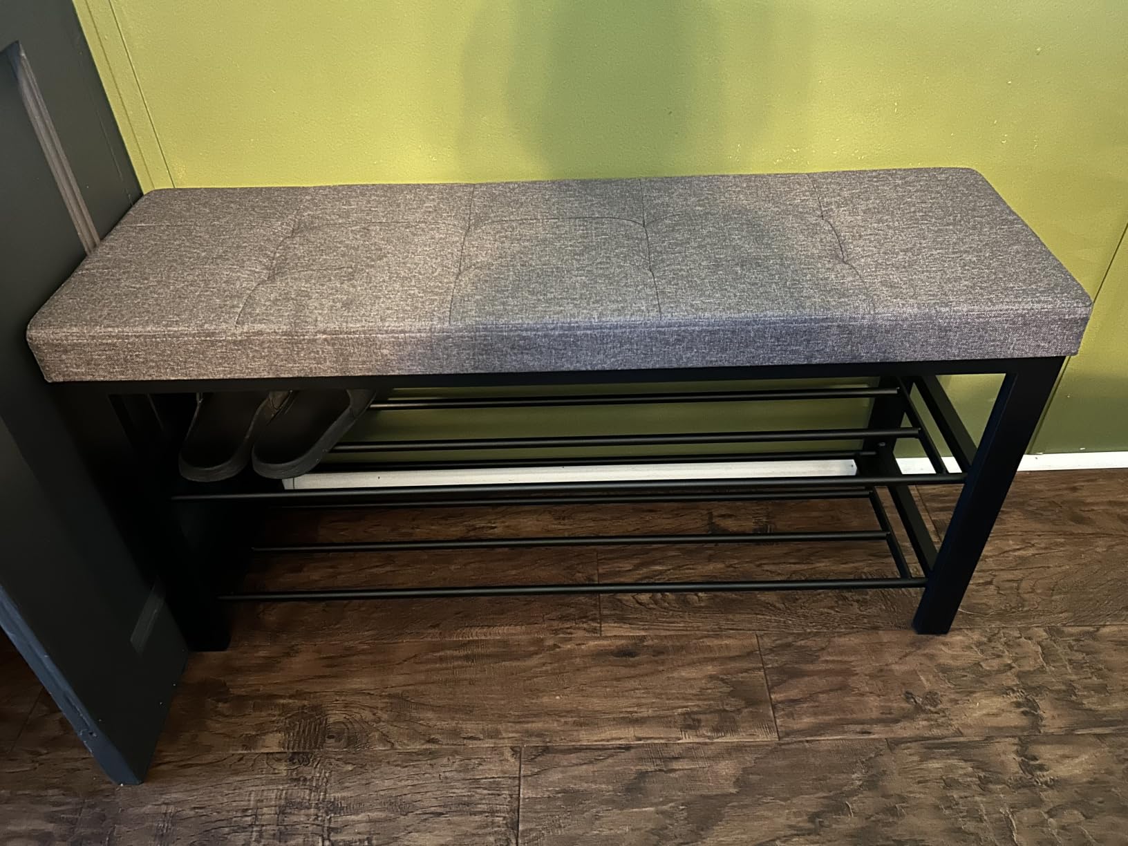 SONGMICS Shoe Bench, Storage Bench, Entryway Bench with Cushion | Shoe Shelf with Seat, Space-Saving, Modern Style, 39.4