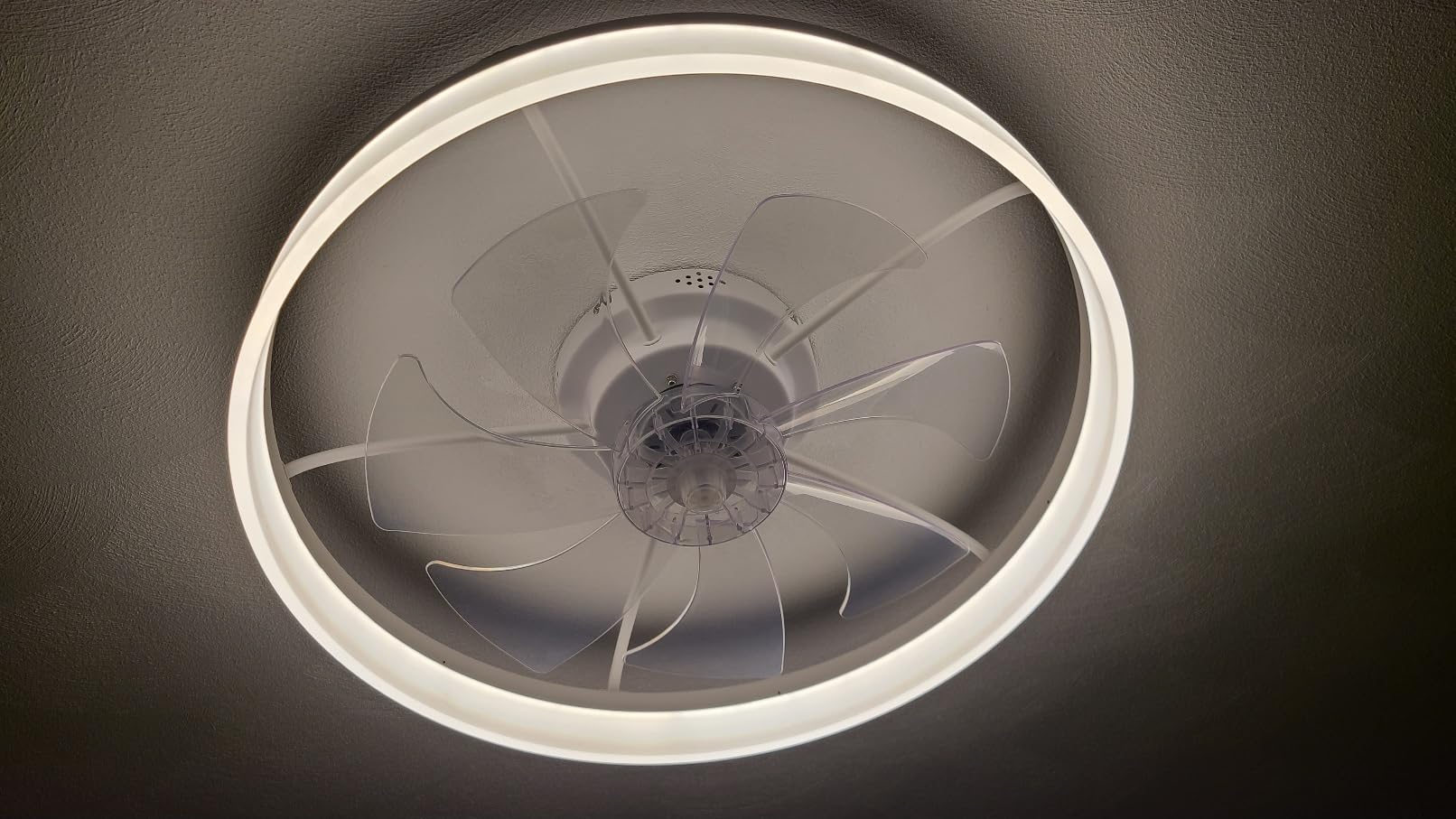 VOLISUN Low Profile Ceiling Fans with Lights and Remote, Fandelier Ceiling Fan Flush Mount, 3000K-6500K Smart Bladeless LED Fan Light, Black Modern Ceiling Fans with Lights for Bedroom customer photo 2