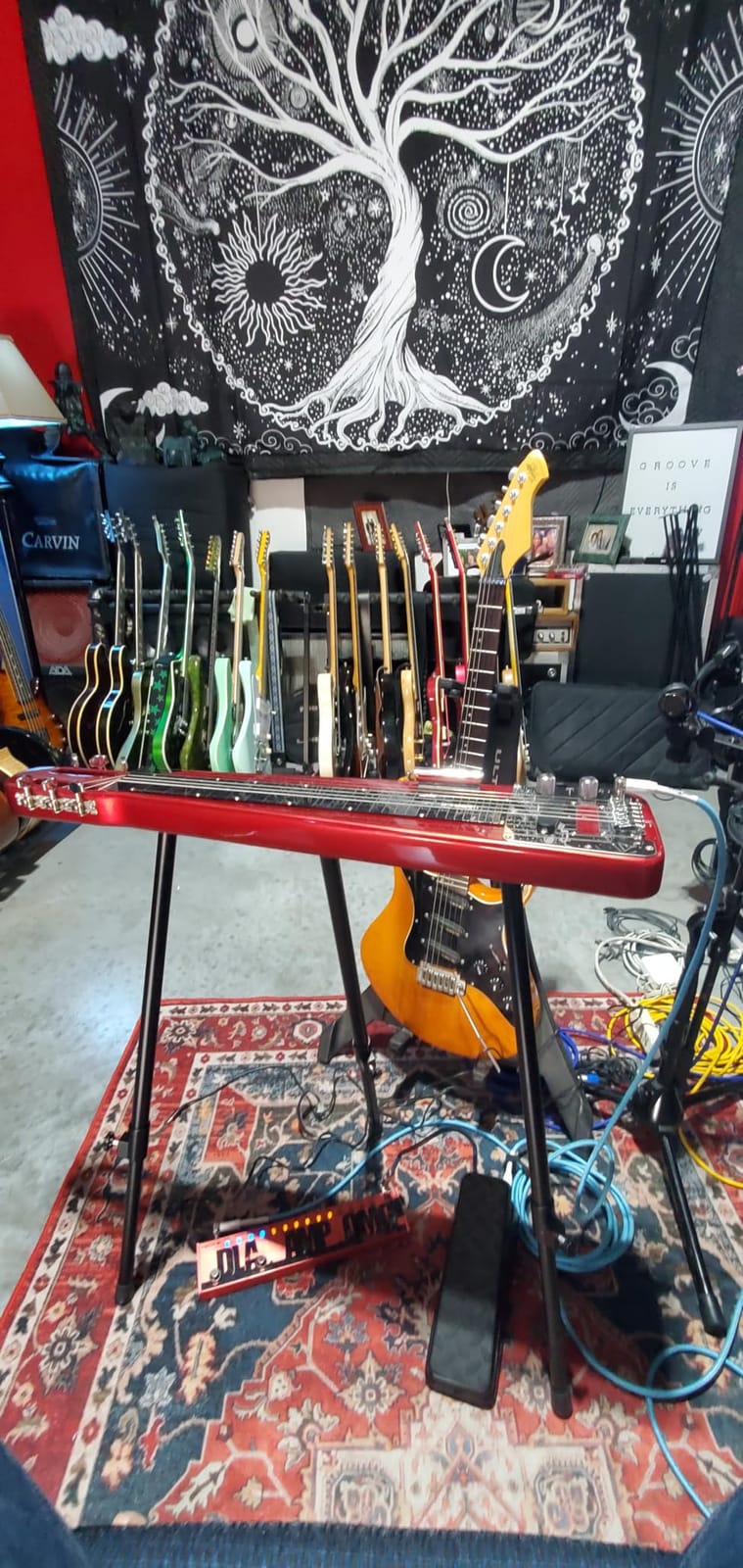 TARIO Lap Steel Guitar 6 String Slotted Head Stock Electric Slide Guitars With Gig bag (Red) customer photo 1