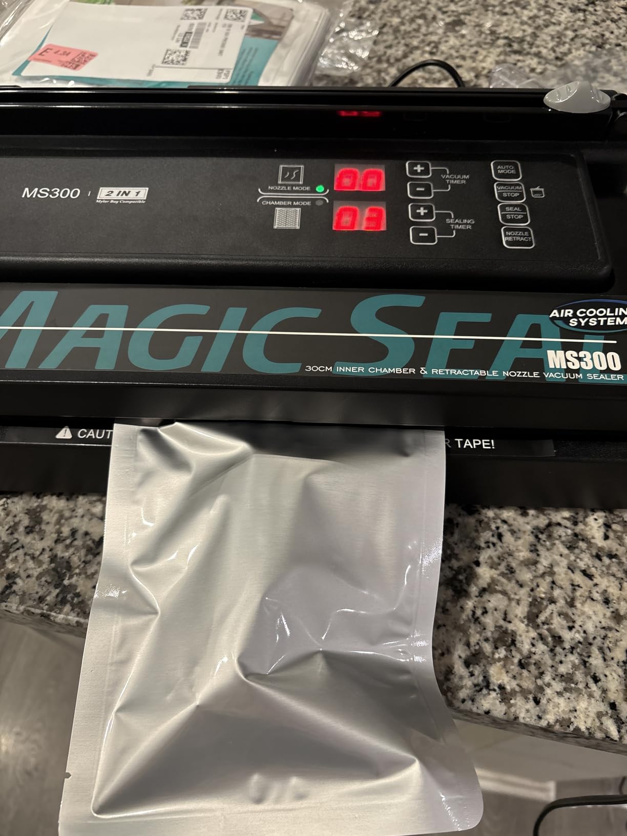 MAGIC SEAL Commercial Dual Mode Vacuum Sealer - for Textured & Smooth/Mylar Bags, 190W Food Sealer Vacuum Packing Machine with Auto Cooling System, Adjustable Air & Seal Settings -MS300 customer photo 2