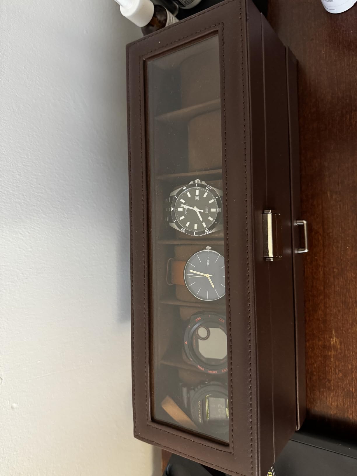 ProCase Watch Box, 6 Slot Watch Display Case with Drawer - Espresso customer photo 1