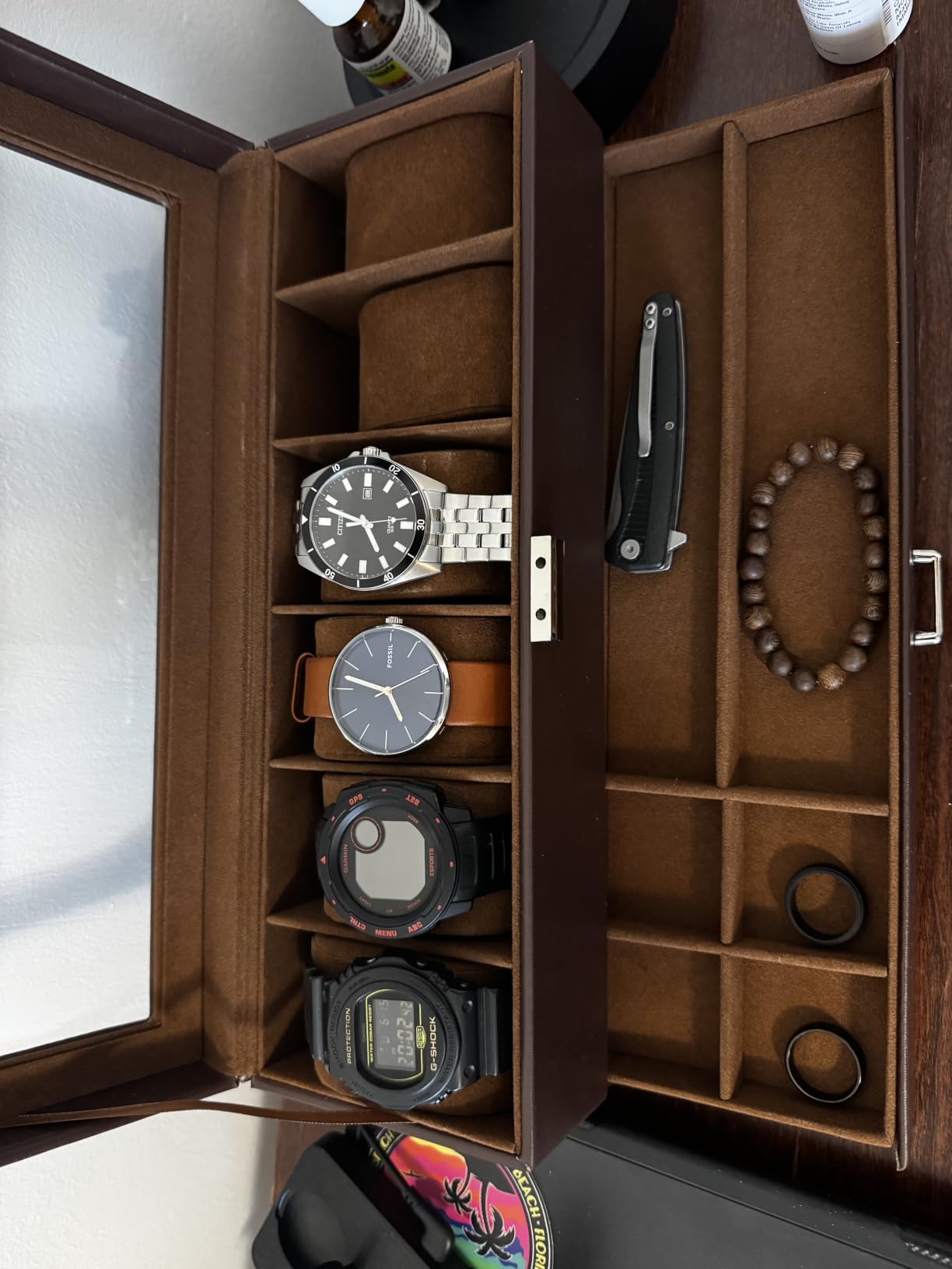 ProCase Watch Box, 6 Slot Watch Display Case with Drawer - Espresso customer photo 2