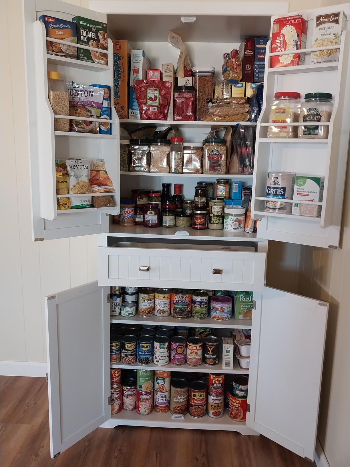 VASAGLE Pantry Cabinet, Freestanding Tall Cupboard with a Drawer | 15.7 x 30 x 71.7 Inches, 2 Cabinets, 4 Adjustable Shelves, White, HELAN Collection UBBC561P31V2 customer photo 1