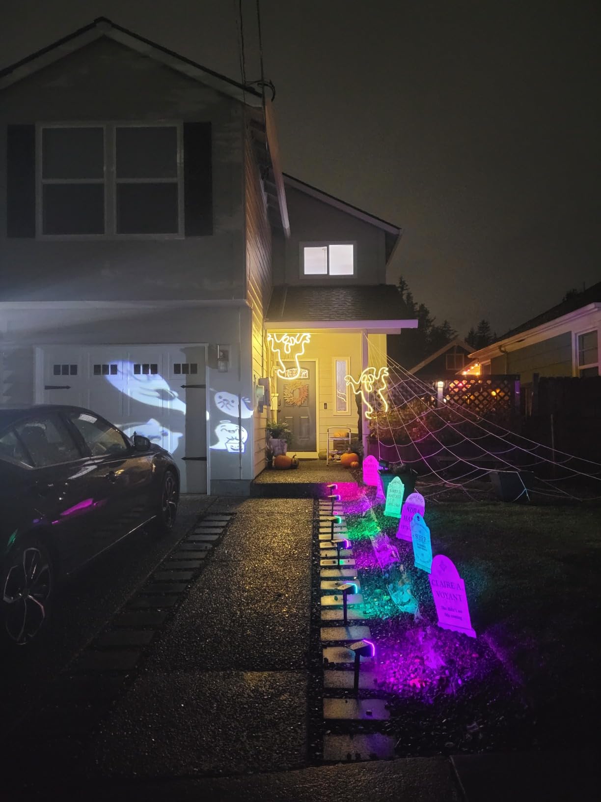 LED Halloween Decoration, Ghost Rotating Projector Yard Stake Lights, Indoor Outdoor Landscape Night Light for Home Thealter, Ceiling, Room, Patio, Garden, Halloween, Bedroom Decor customer photo 1