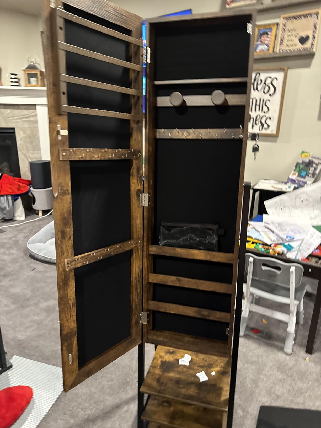 Nicetree Mirror Jewelry Cabinet, Lockable Full Length Mirror, 2 Drawers | Standing Jewelry Armoire with Mirror, Mirror with Jewelry Storage, Adjustable Angles, Easy Assembly, Gift Idea, Rustic Brown customer photo 2