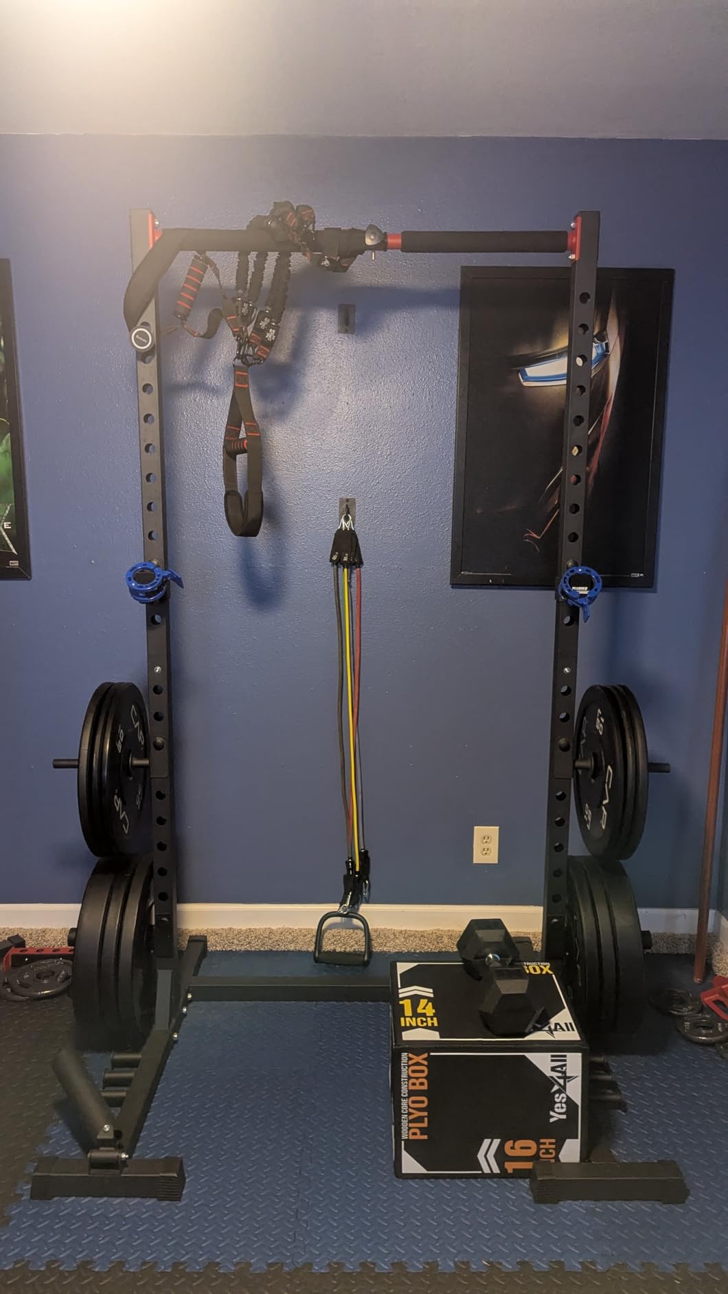 FLYBIRD SR1 Squat Rack, Adjustable Power Rack for 6FT/7FT Barbells | Squat Rack for Home Gyms with Pull-Up Bar, 22 Adjustment Positions, J-Hooks and Safety Spotter Arms, 110/180LBS Home Package customer photo 1