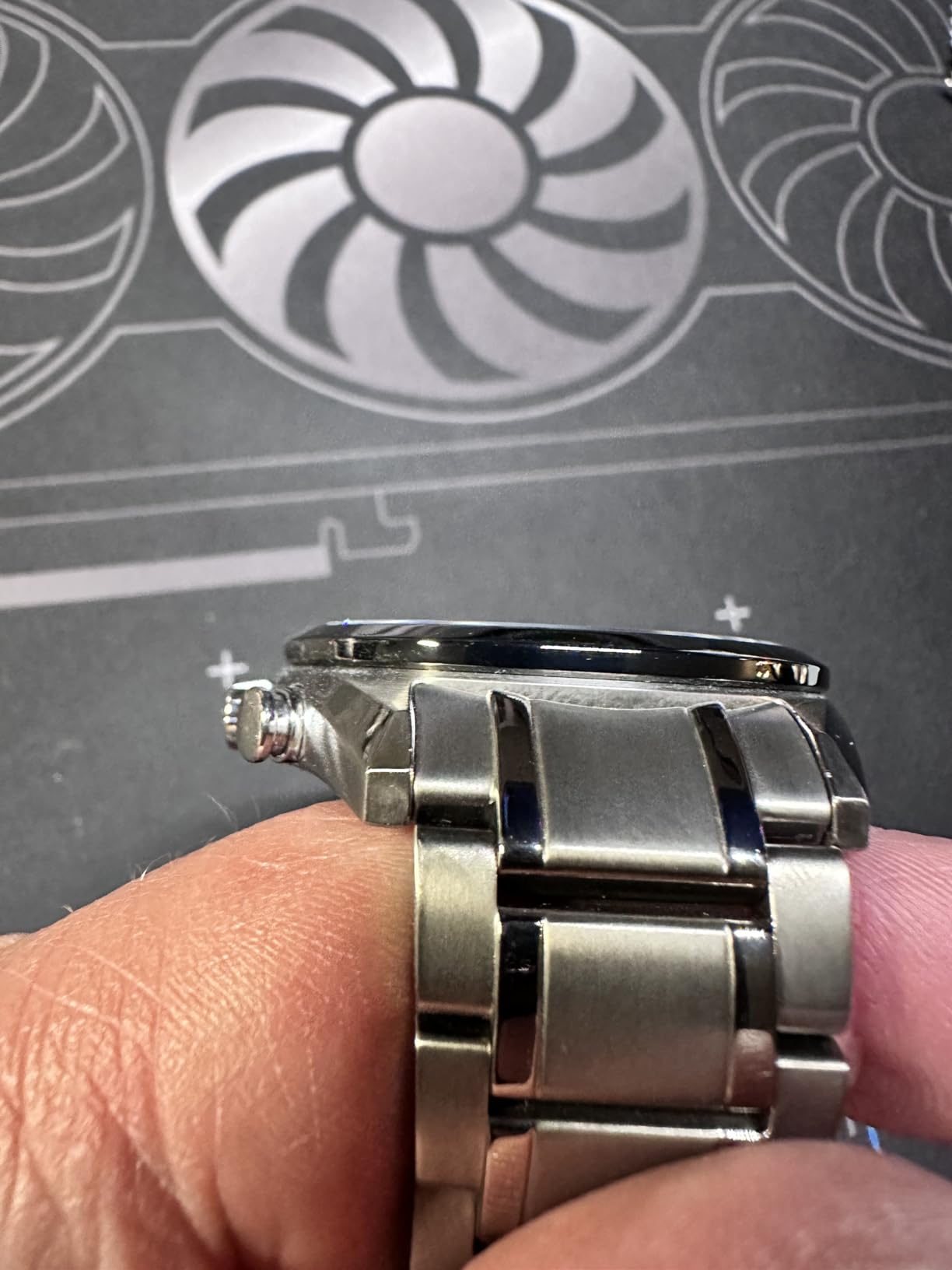 Eco-Drive Tsuki-yomi A-T Red Dial Super Titanium Bracelet Watch | 43mm | BY1018-55X customer photo 1