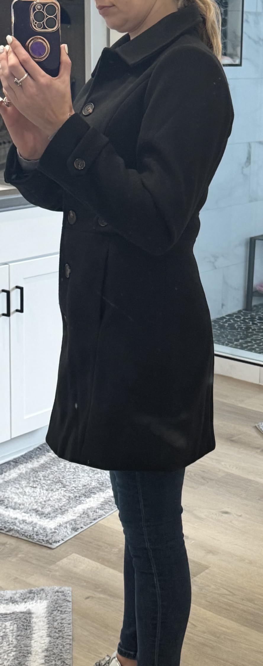 Allegra K Women's Winter Classic Overcoat with Pockets Single Breasted Coat customer photo 1