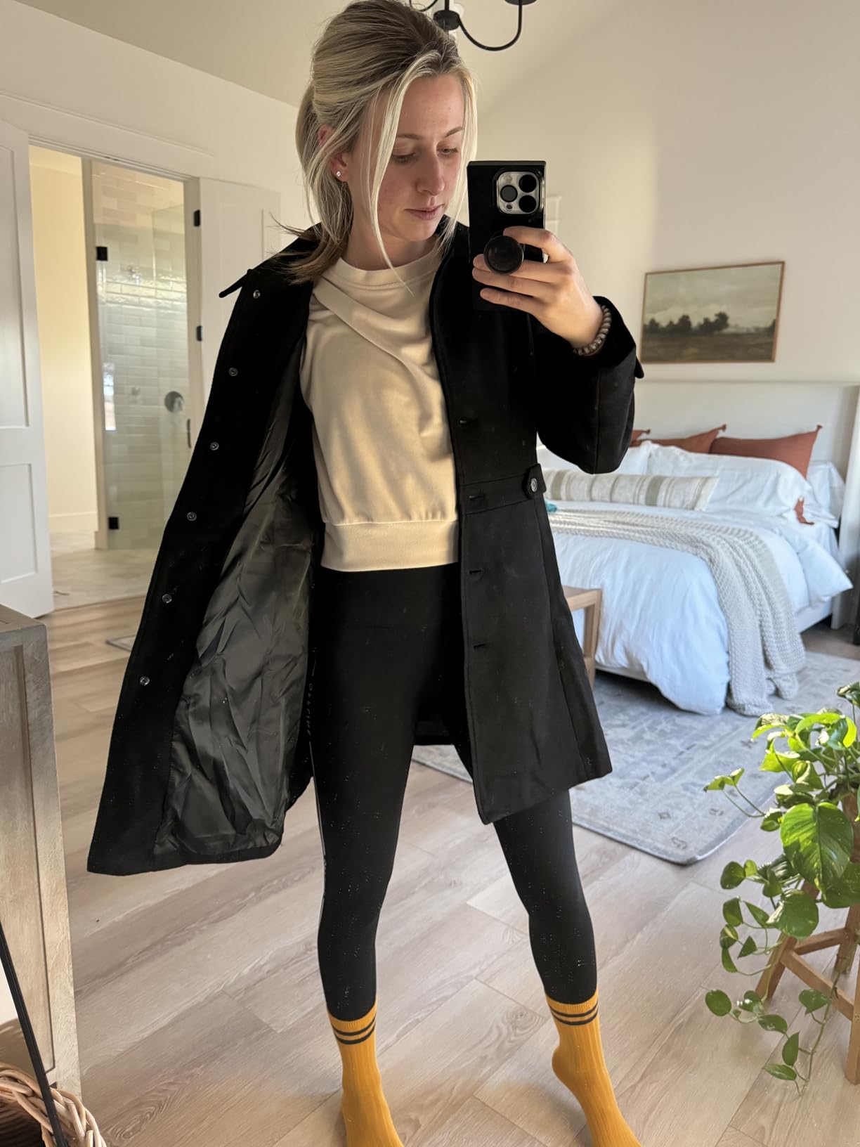 Allegra K Women's Winter Classic Overcoat with Pockets Single Breasted Coat customer photo 2
