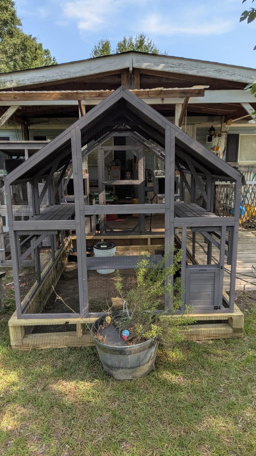 Aivituvin Catio Outdoor Cat Enclosure Large Cat Run with Bridges, Walks, Small Houses, Roof Cover 110