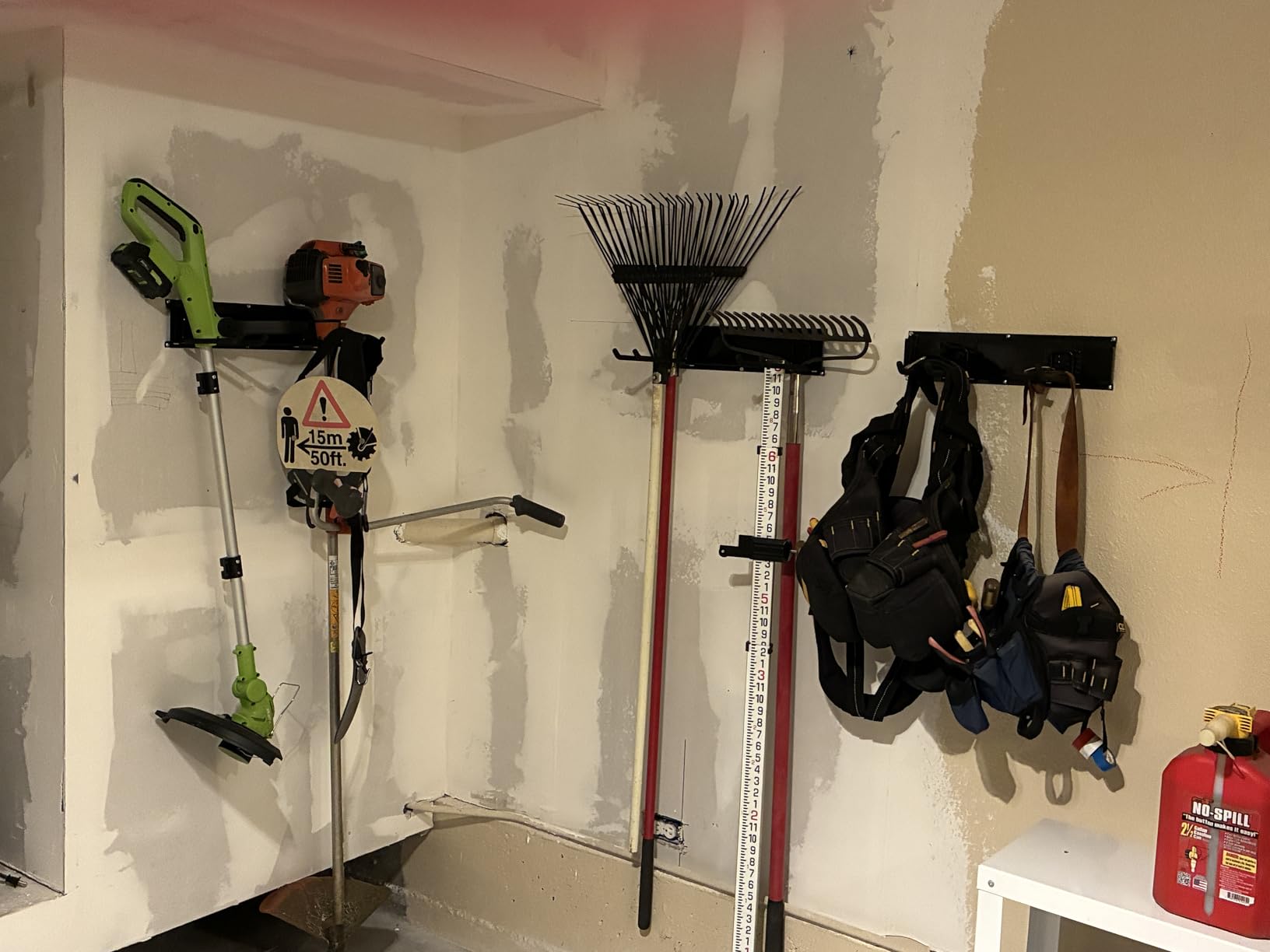 TIDYME Garage Tool Organizer Wall Mount - 48 inches - Sturdy Storage Rack with Adjustable Hooks, Anti-Rust - Easy Installation, 300lbs Capacity - Garden Tool Organizer (03 Racks & 06 Hooks) customer photo 1