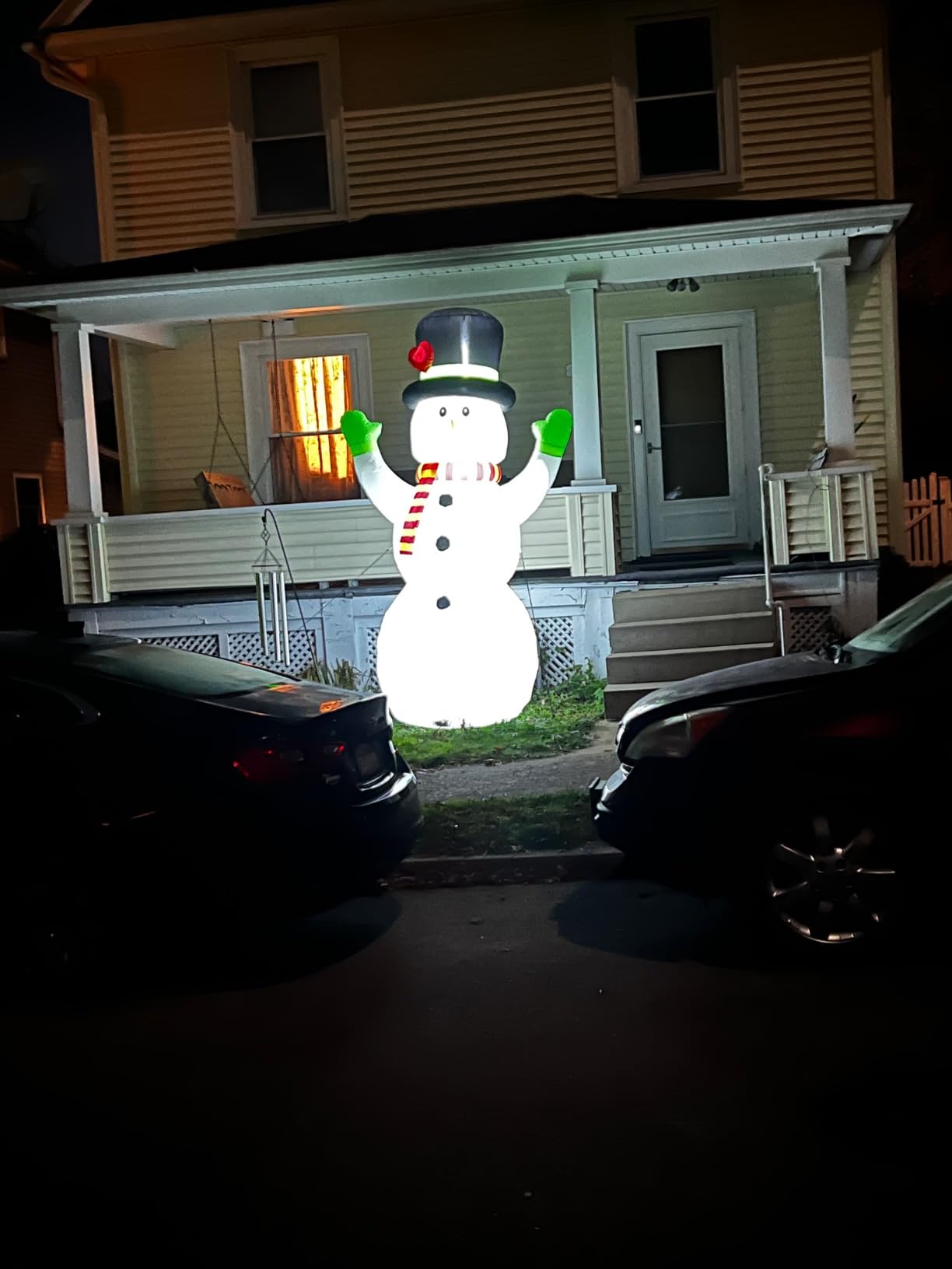 10 FT Christmas Inflatables Snowman Outdoor Yard Decorations, Giant Blow Up Snowman, Built-in Bright LED Lights, Huge Xmas Blowups Snow Man Outside Holiday Decor for Garden Patio Porch Lawn Home Party customer photo 1