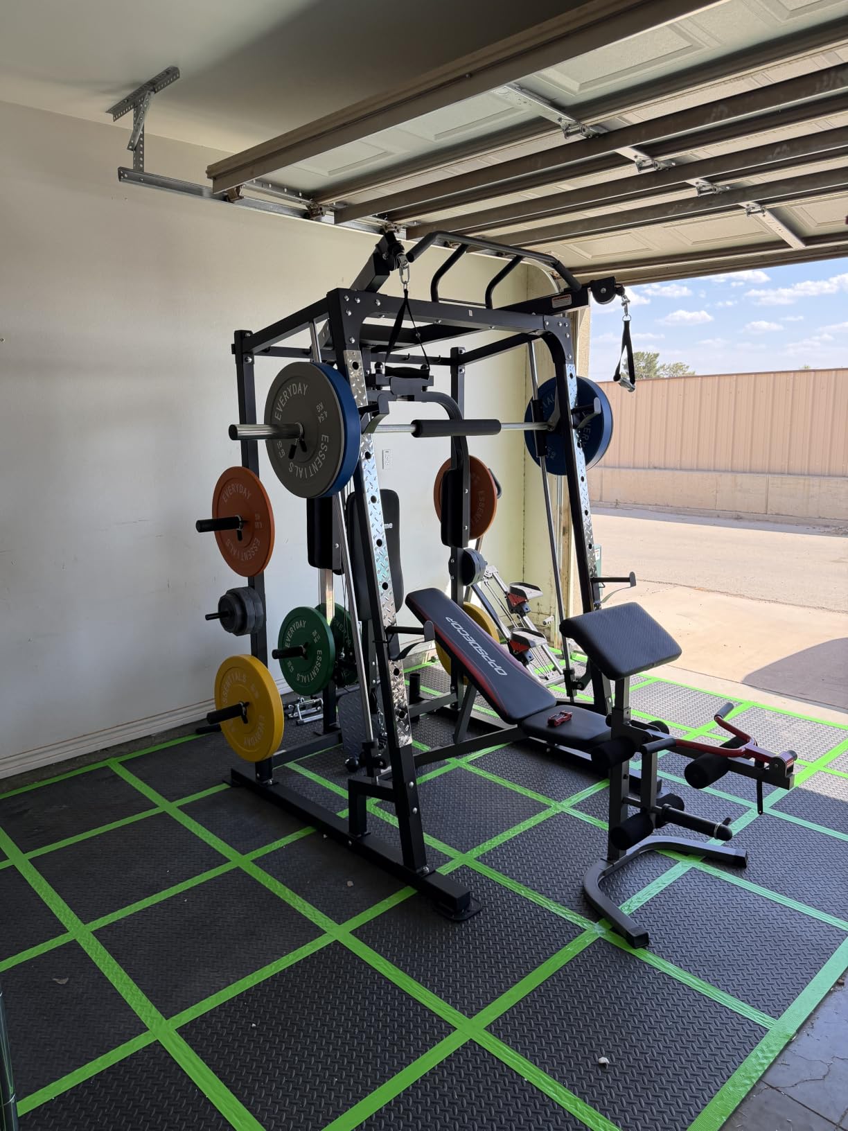 SunHome Smith Machine, 2000LBS Power Cage Squat Rack with Smith Bar, LAT Pull-Down Systems, Cable Crossover Machine for Home Gym customer photo 1