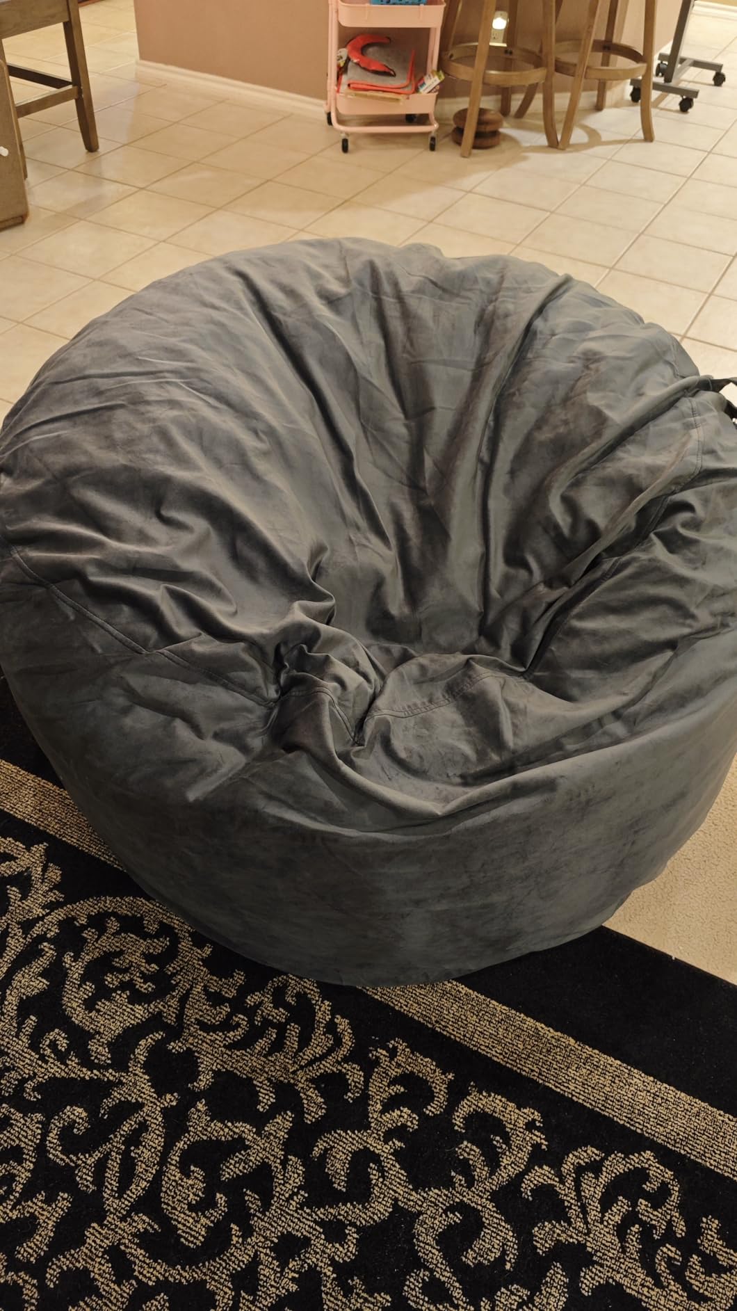 Codi 4 FT Bean Bag Chairs for Adults, Large Beanbag with Filler, Grey | Premium foam filling, Machine washable cover, Built-in zipper, Reinforced seams customer photo 2