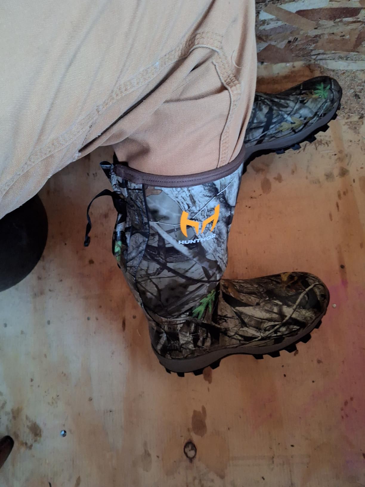 Hunthor Hunting Boots for Men, Waterproof Insulated 6mm Neoprene Rubber Boots for Hunting and Outdoor Activities (Camo) customer photo 2
