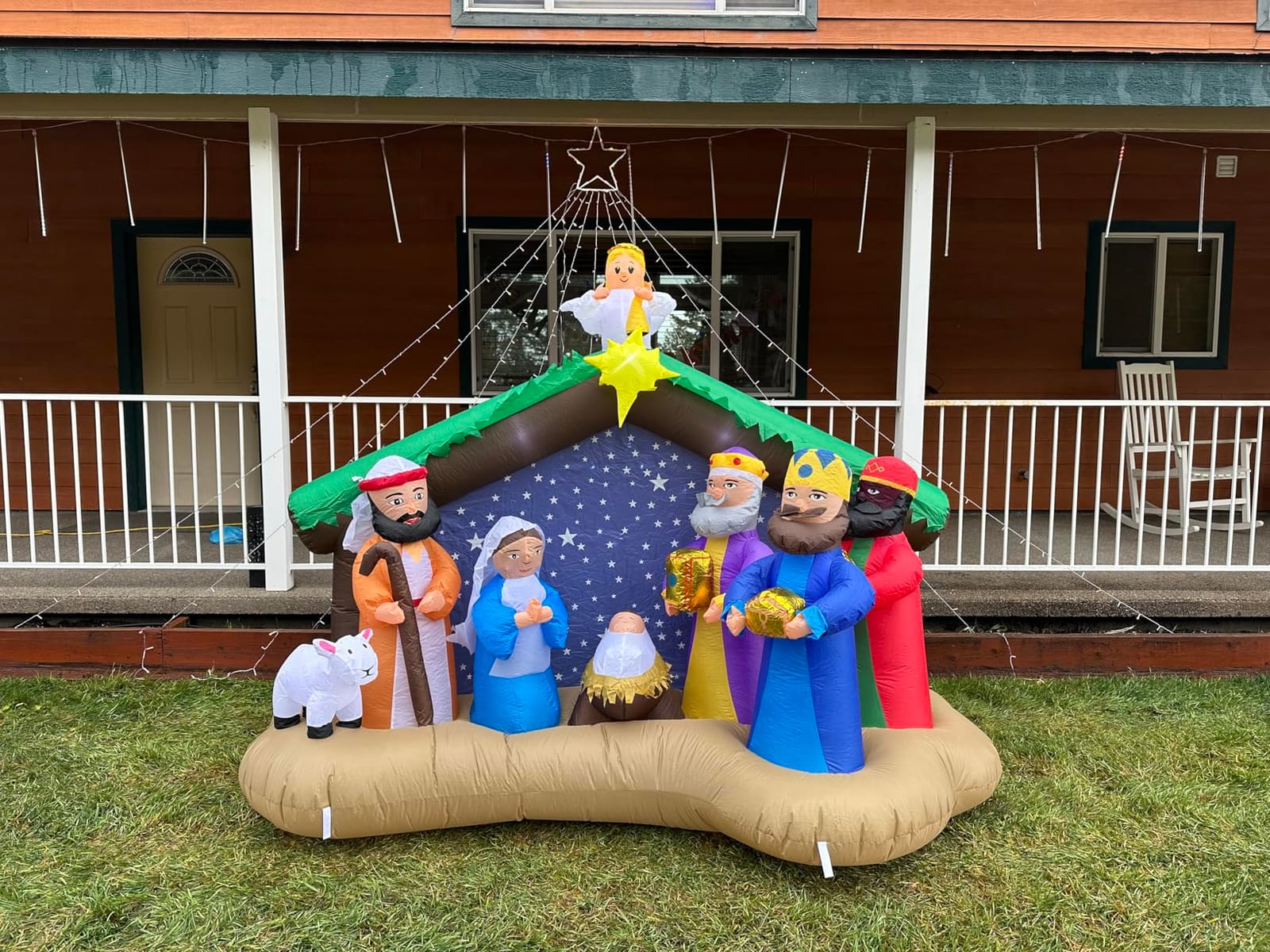 8 FT Christmas Inflatables Nativity Scene Outdoor Decorations, Christmas Blow Up Yard Decorations Nativity Sets for Garden Lawn Xmas Decor customer photo 1