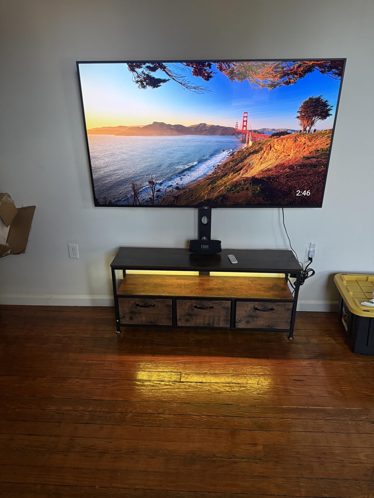 JUSTOGO TV Stand with Mount, Entertainment Center for 55 60 65 inch, Brown customer photo 2