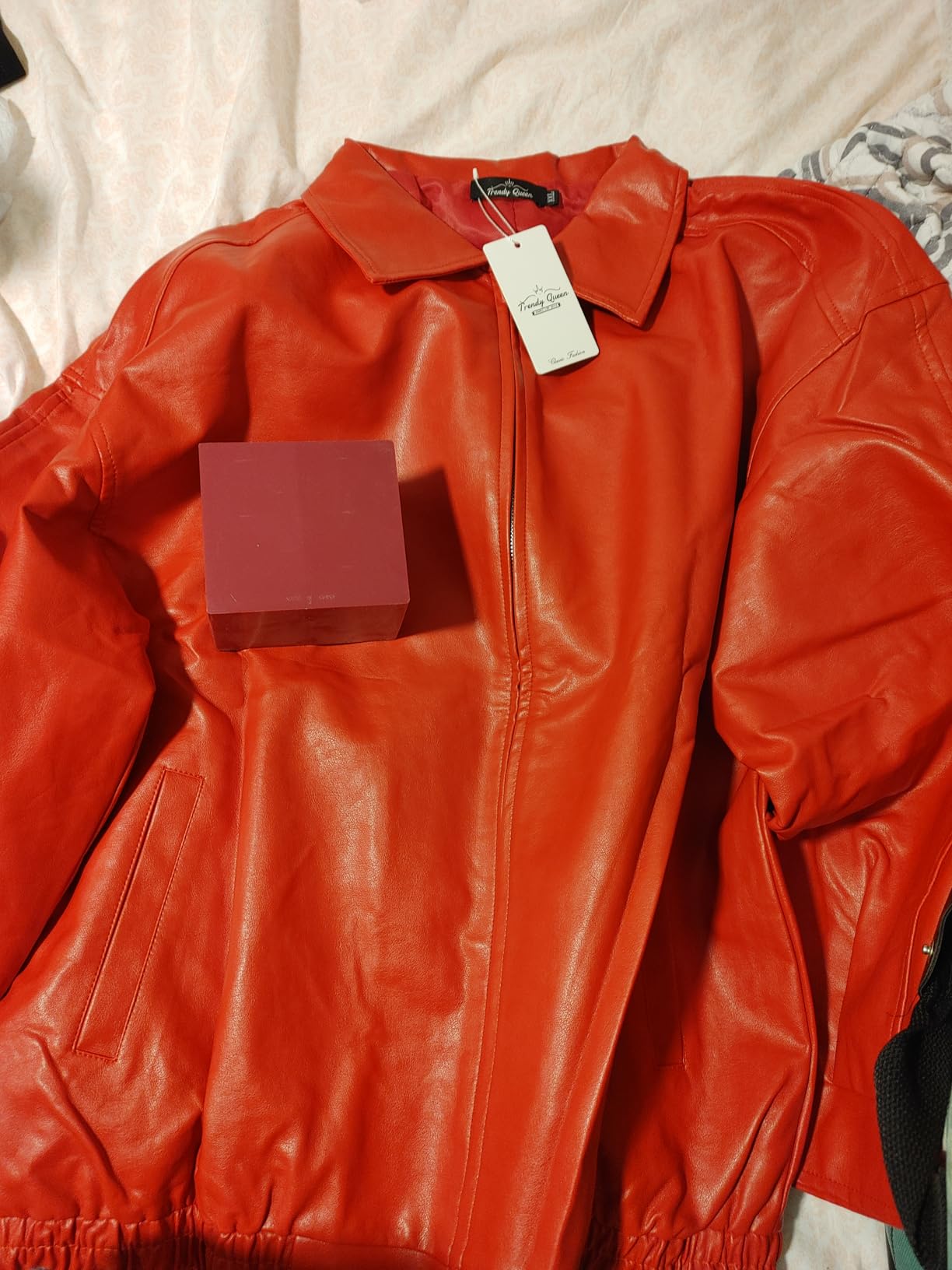 Trendy Queen Womens Oversized Leather Jacket Moto Bomber Coat Fall&Winter customer photo 1