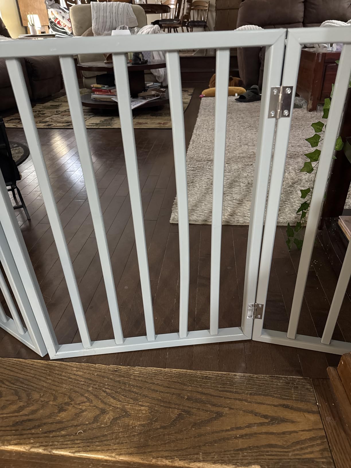 Pet Gate - 3-Panel Indoor Foldable Dog Fence for Stairs, Hallways, or Doorways - 54x24-Inch Wood Freestanding Dog Gates by PETMAKER (Black) customer photo 1