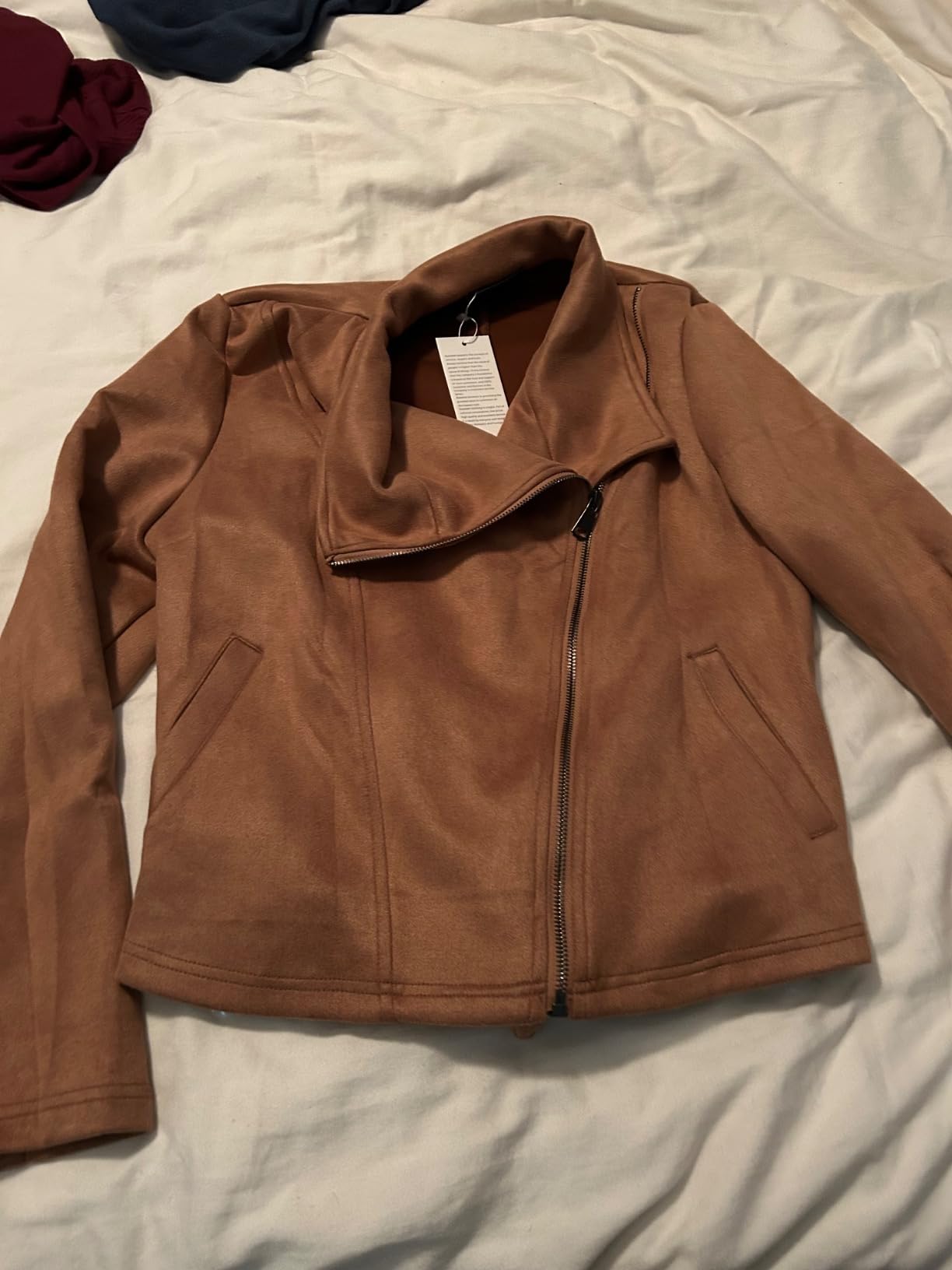 AUTOMET Women's Faux Suede Leather Lightweight Fall Jacket customer photo 1