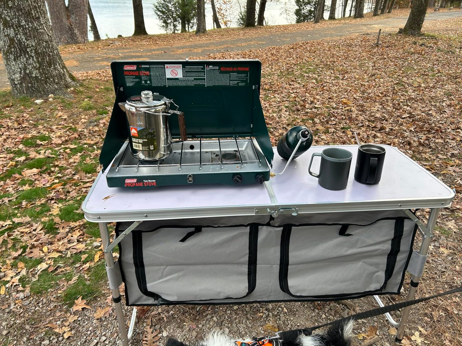 VEVOR Camping Kitchen Station, 3 Adjustable Height Folding Outdoor Camp Cooking Table with Storage Organizer, Quick Set-up for Patio BBQ Picnic Glamping Traveling customer photo 1