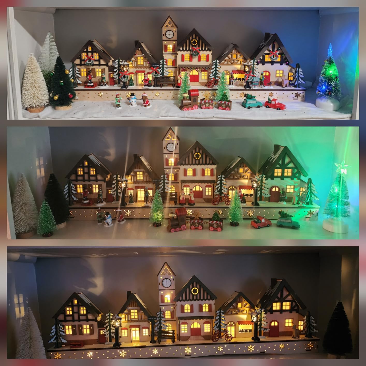 Best Choice Products Pre-Lit Wooden Christmas Village, Winter Mantel Decor, Traditional Holiday Decoration for Home, Living Room, Entryway w/LED Lights, Plug-in/Battery-Powered w/Timer customer photo 1
