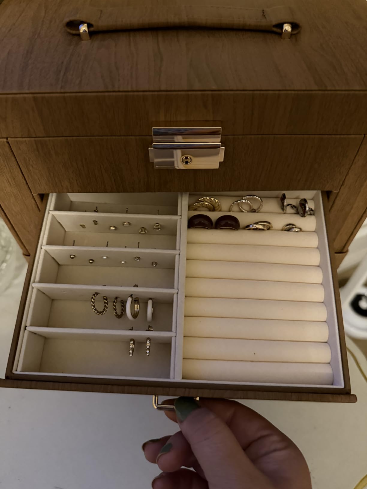Homde Large Jewelry Box for Women: 5-Layer Organizer with Lock for Dresser | Separated Storage for Necklace Earring Ring Watch to Sort Daily Jewelry customer photo 2