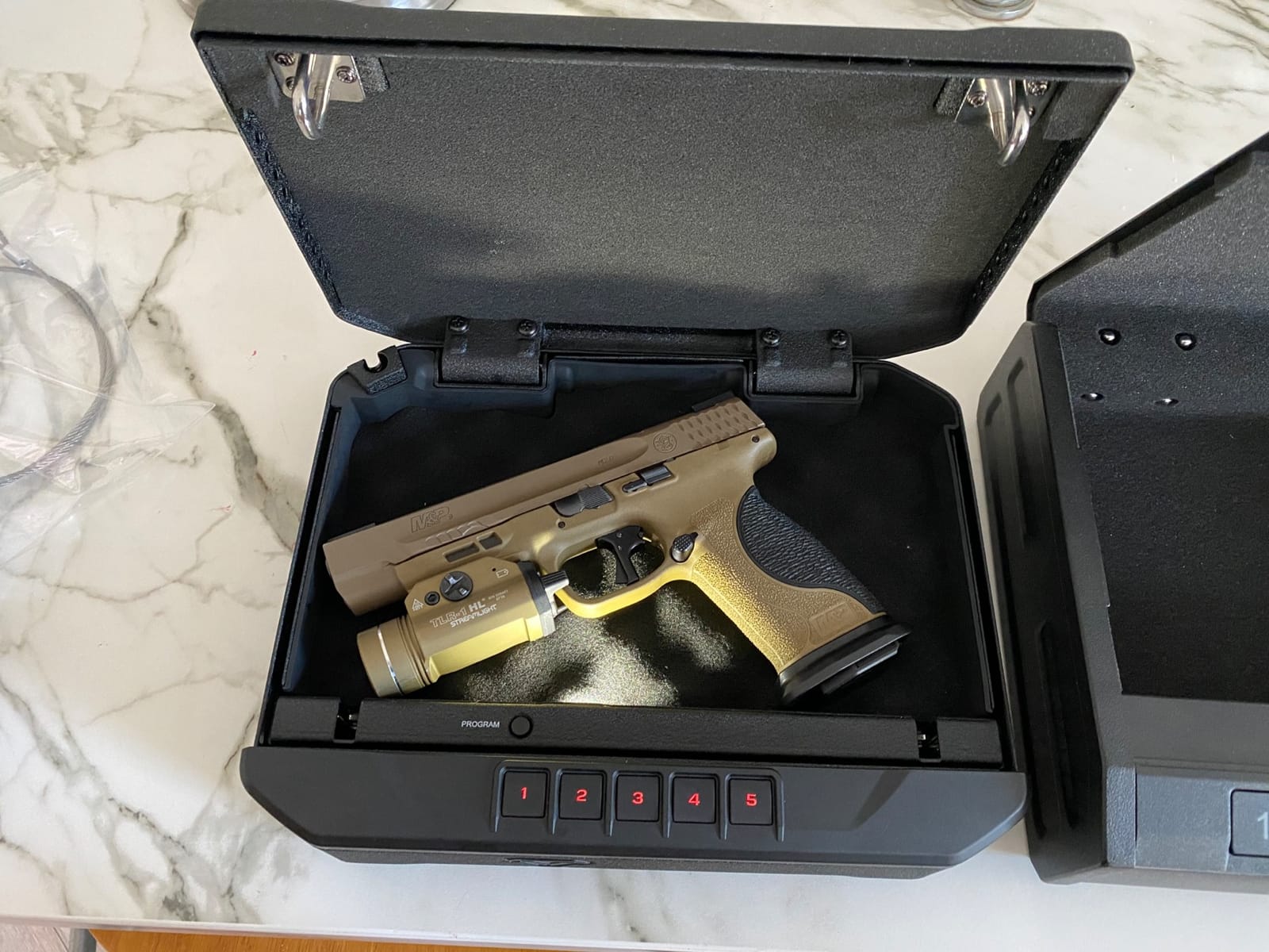 ONNAIS Iron PRO Biometric Fingerprint Gun Safe for Handgun with Keypad Lock | Emergency Power Supply and Interior Light Swift Entry Pistol Case for Home, Nightstand, Bedside, and Car customer photo 1