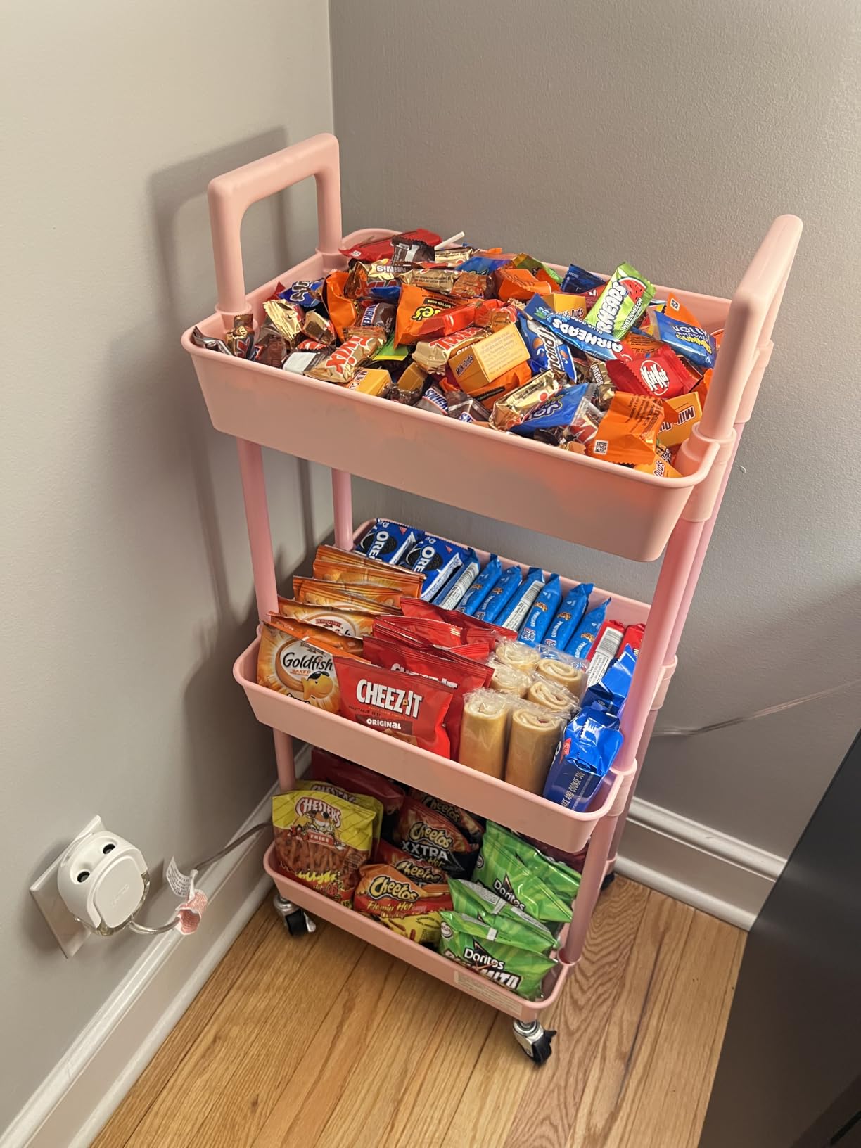 Pipishell 3 Tier Rolling Cart Organizer, Plastic Rolling Cart with Lockable Wheels & Reinforced Handle, Lightweight Utility Cart Storage Cart for Nursery, Kitchen, Bathroom, Craft Room, White, PIUC14W customer photo 1