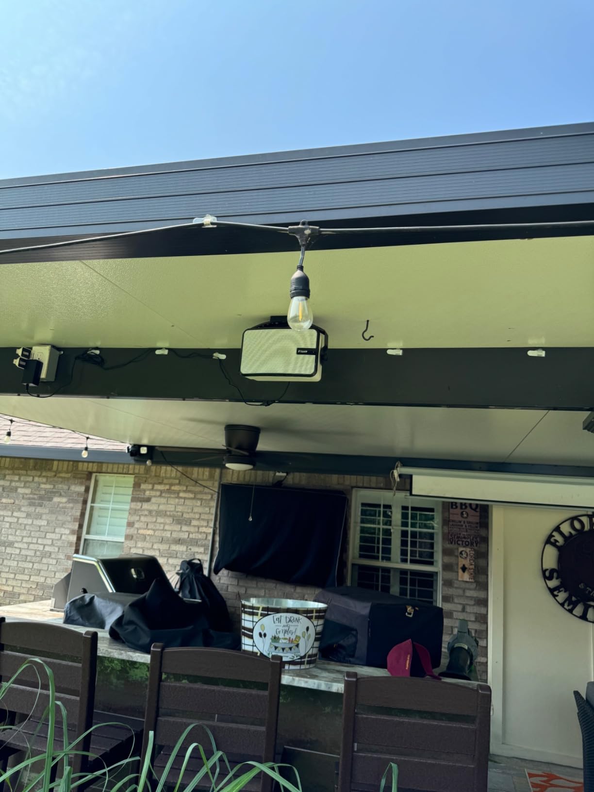 Inwa Outdoor Bluetooth Speakers, IPX5 Waterproof 400W Wall Mount Speaker, Powerful Indoor/Outdoor Sound System, Wireless Sync Up to 100 Speakers, Suitable for Patio/Porch/Gazebo/Garage(MZ-621, Pair) customer photo 1