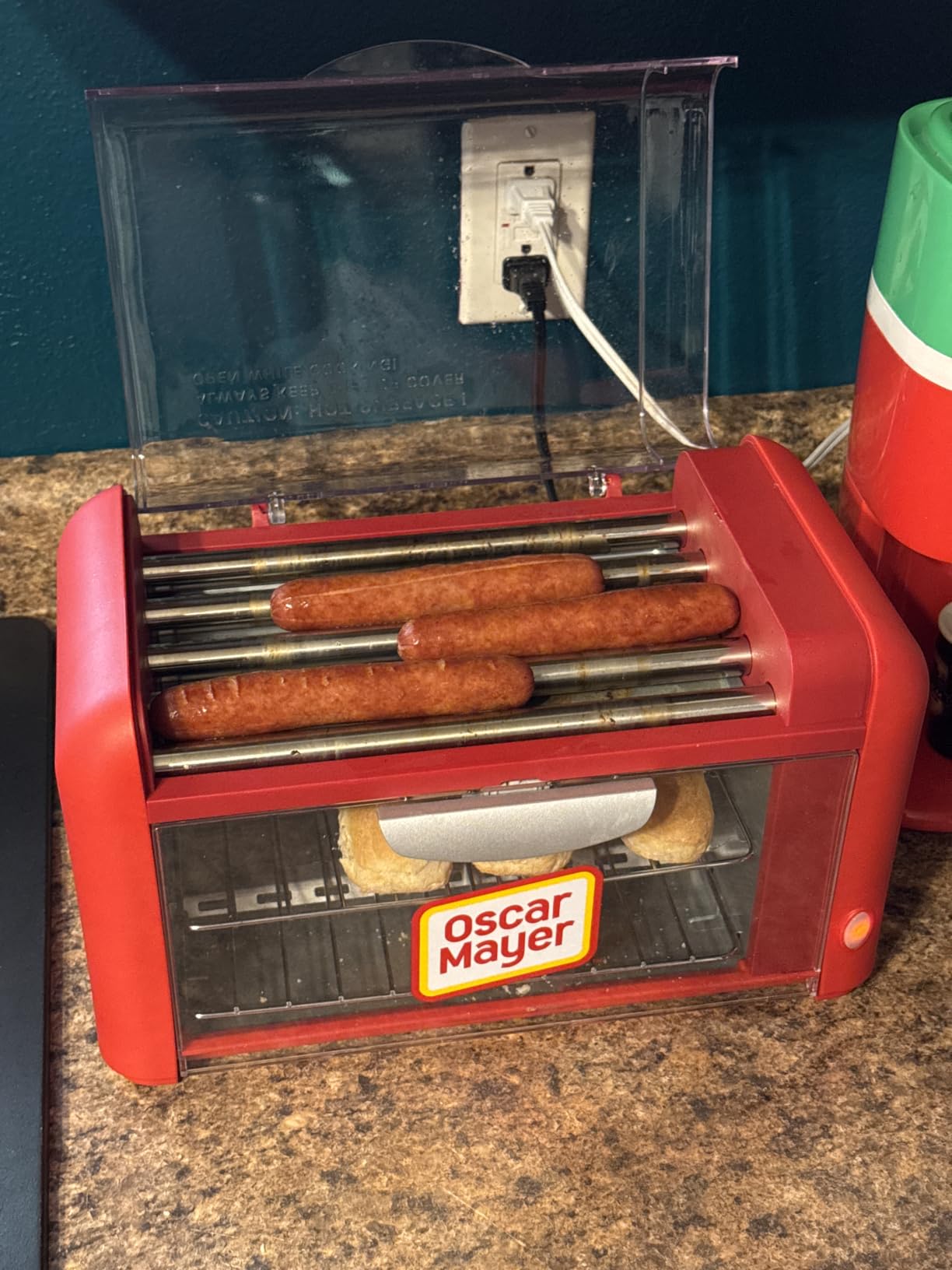 Nostalgia Oscar Mayer Extra Large 8 Hot Dog Roller & Bun Toaster Oven- Stainless Steel Grill Rollers for Cooking Veggie Sausages & Brats- Multi-Use Warming Oven with Adjustable Timer for Parties - Red customer photo 2