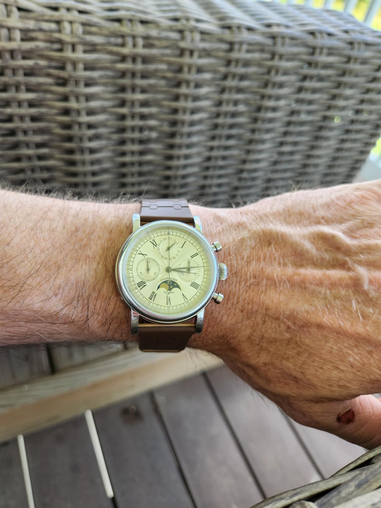 Sugess MoonPhase Master SUM199BX Gold Swan Neck 40mm ST1908 Mechanical Chronograph Mens Wrist Watch Seagull 1963 customer photo 1