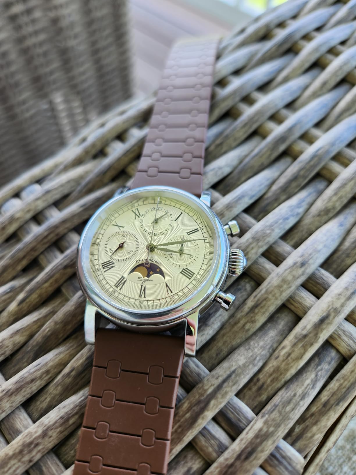 Sugess MoonPhase Master SUM199BX Gold Swan Neck 40mm ST1908 Mechanical Chronograph Mens Wrist Watch Seagull 1963 customer photo 2