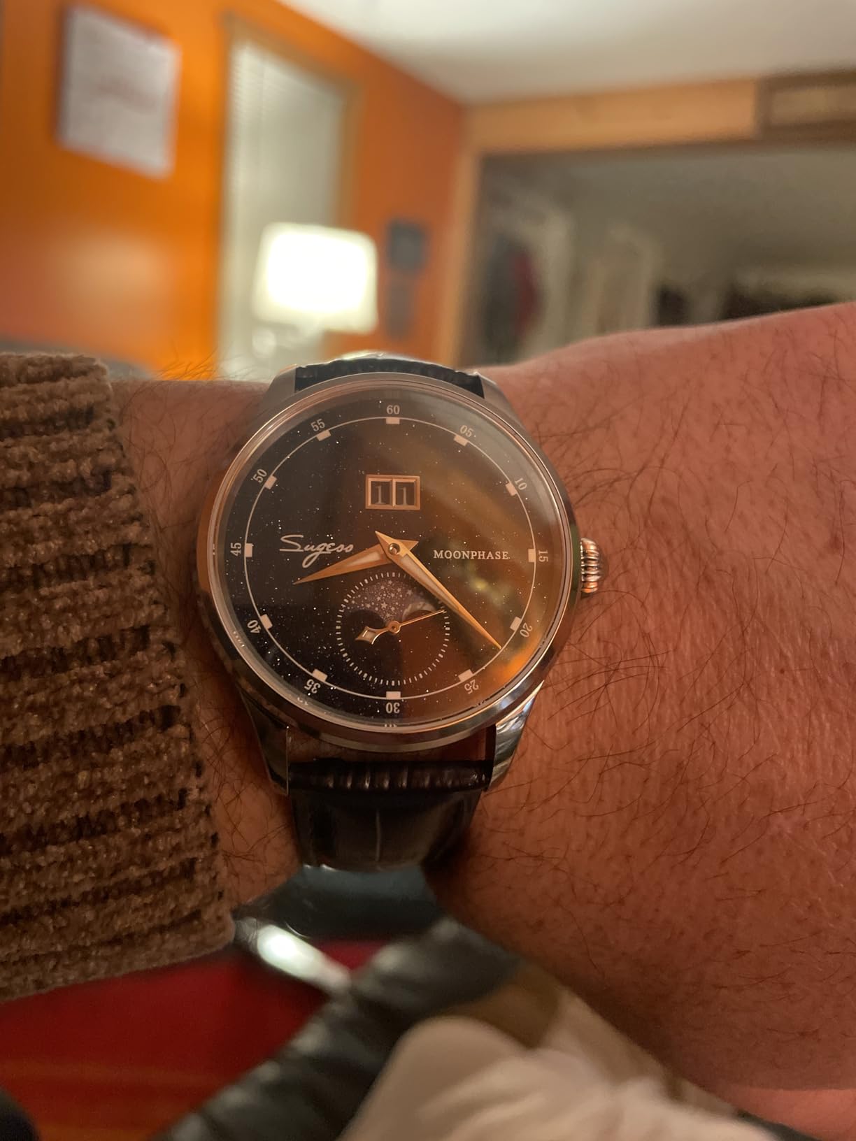 MoonPhase Master 41mm SU2528STRA V3 BlueGold Stone Dial ST2528 Automatic Mechanical Mens Wrist Watch Seagull 1963 customer photo 2
