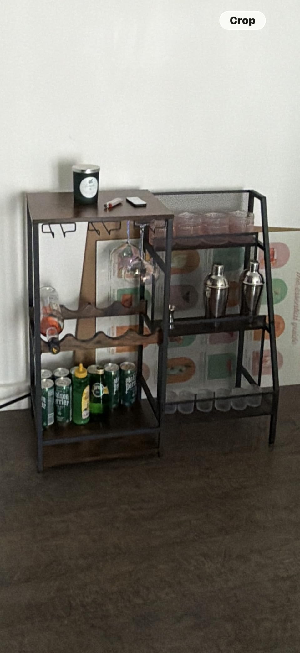 Versatile Liquor Stand for Home Bar, Wine Rack Freestanding Floor, Mini Bar Table for Liquor Whiskey Wine, 3-Tier Trapezoidal Liquor Bottle Display Shelf with Glass Holder and Fences (Patent Pending) customer photo 1