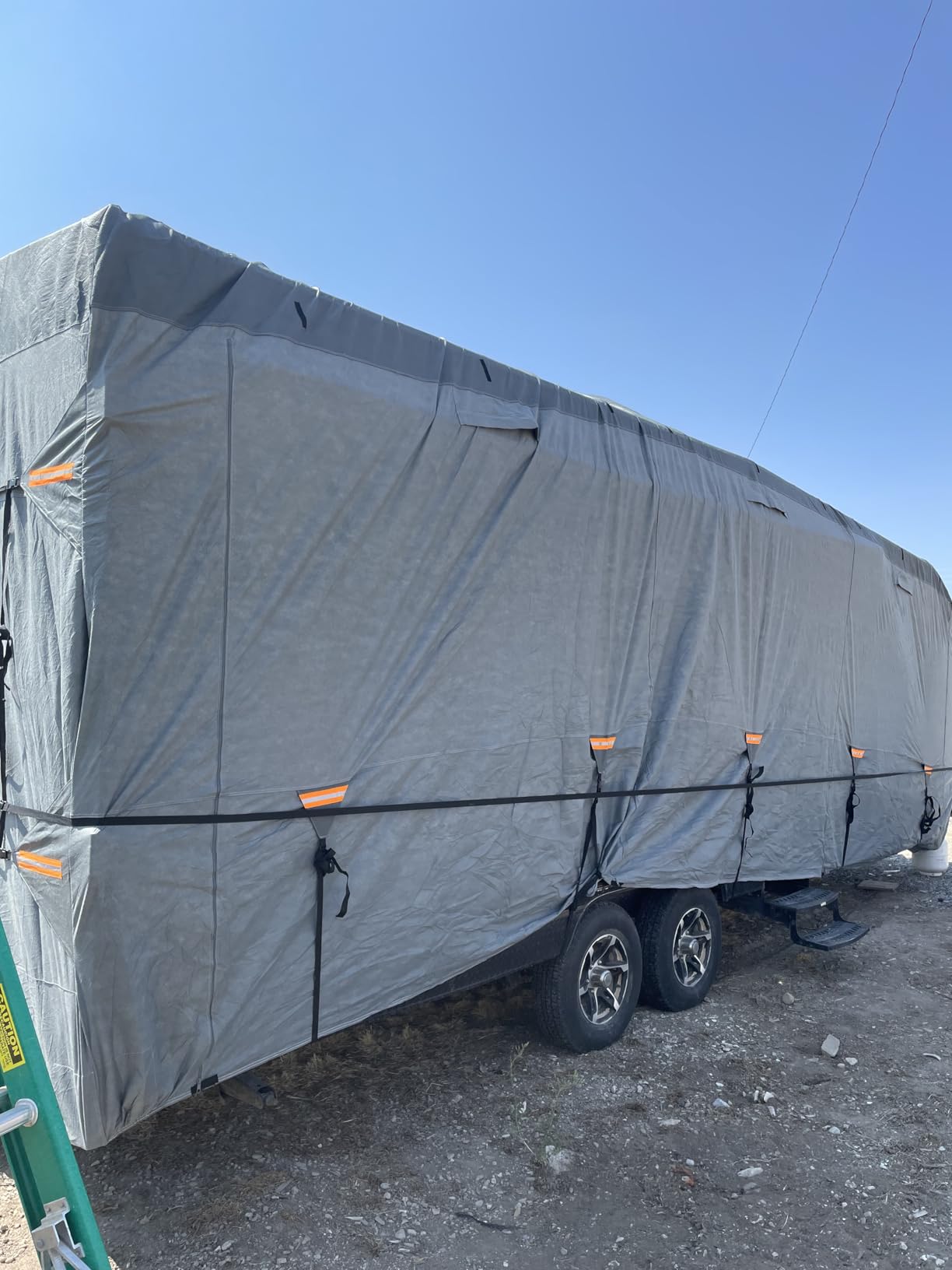 RV Cover for 35-38 ft Travel Trailers, 8 Layers Heavy Duty Camper Cover, Weatherproof & UV Resistant Motorhome Trailer Cover with Gutter & Tongue Jack Covers customer photo 2