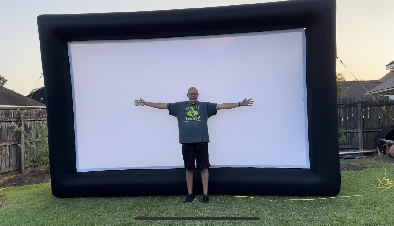 16 ft Outdoor Projector Screen with Built-in Blower - Supports Front and Rear Projection - Includes Tie-Downs and Storage Bag - Inflatable Projector customer photo 1