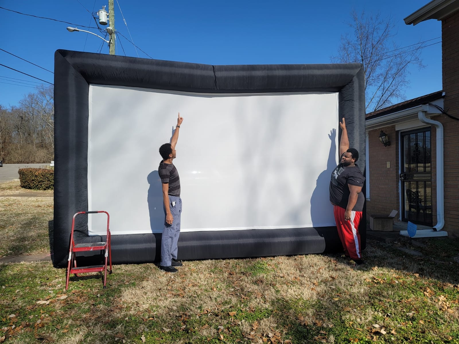 16 ft Outdoor Projector Screen with Built-in Blower - Supports Front and Rear Projection - Includes Tie-Downs and Storage Bag - Inflatable Projector customer photo 2