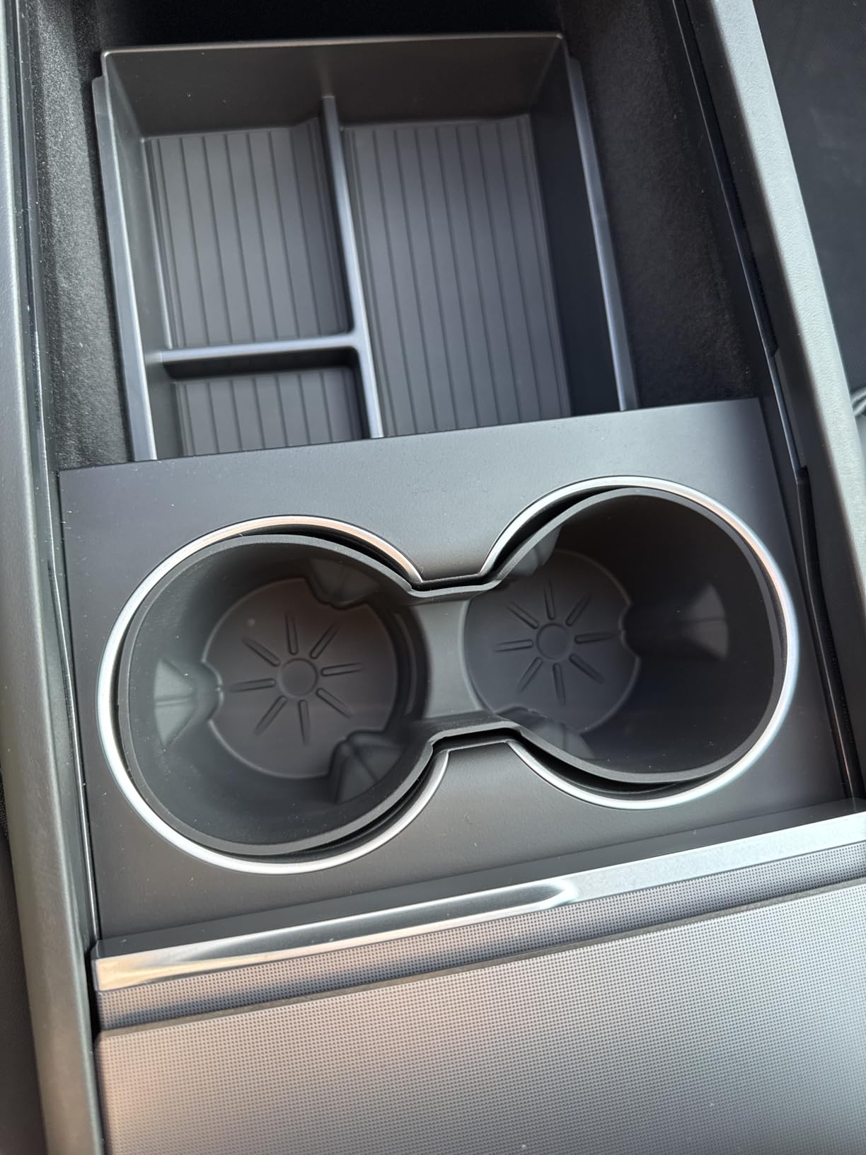 8PCS Console Organizer for Tesla Model Y/3 Accessories | Model Y Juniper 2025-2026 (Premium & Performance) & Model 3 2024-2026 Wireless Charging Pad Sunglasses Box Cup Holder Black customer photo 2