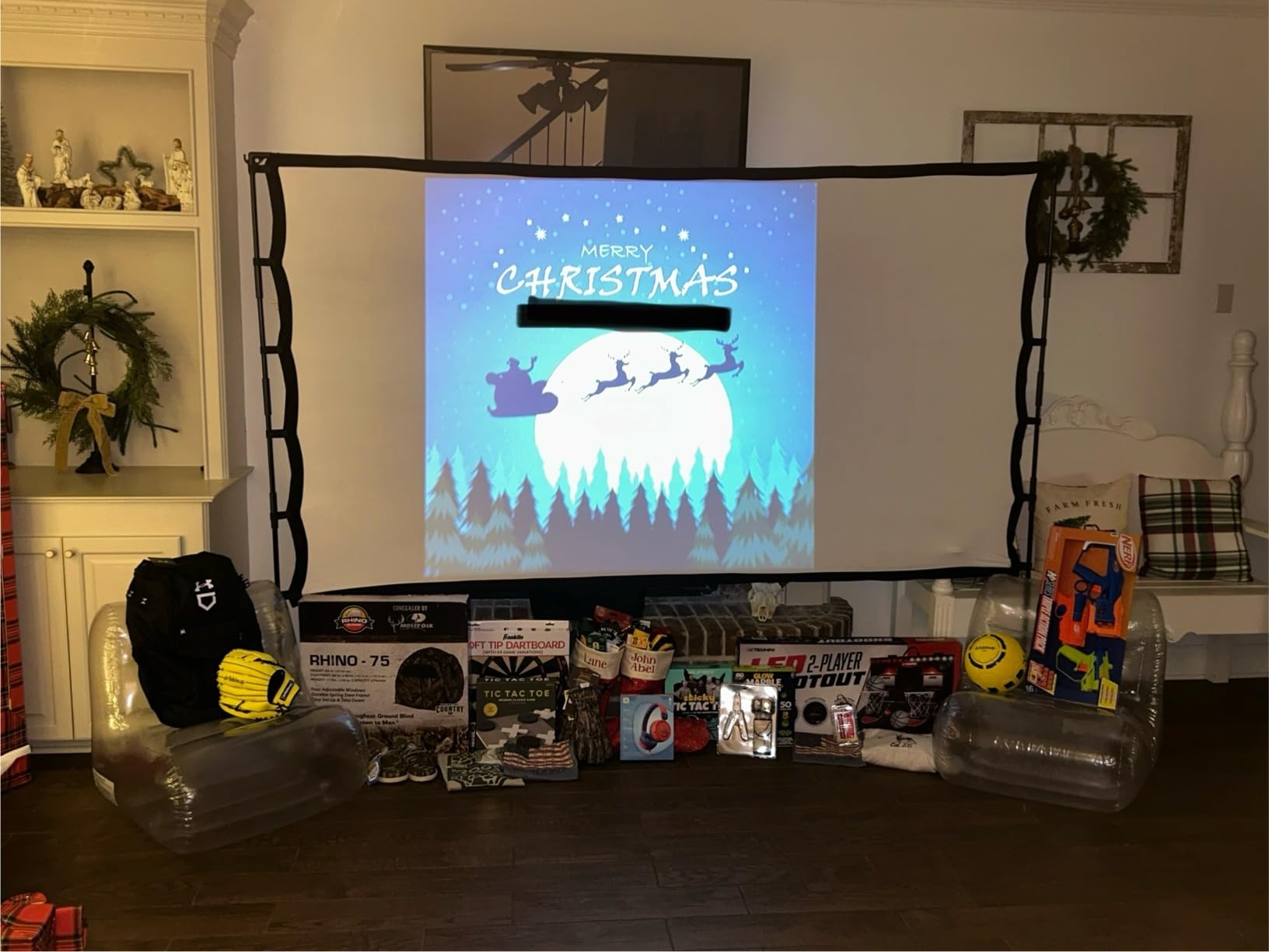 120 Inch Projector Screen with Stand, 16:9 4K HD Portable Projector Screen, Indoor Outdoor Front/Rear with Carry Bag for Home Theater Backyard Camping Movie Night customer photo 1
