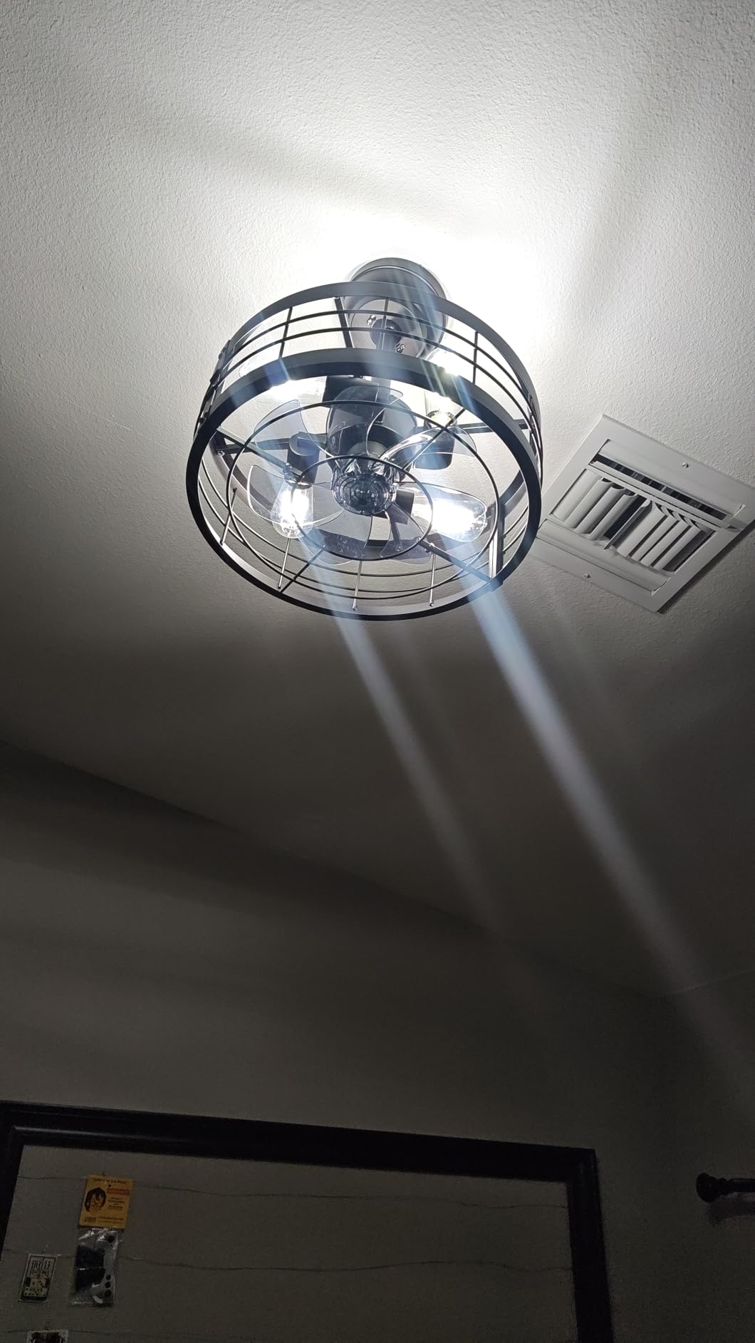 LEDIARY 20 inch Fandelier Caged Ceiling Fan with Light and Remote, Black customer photo 1